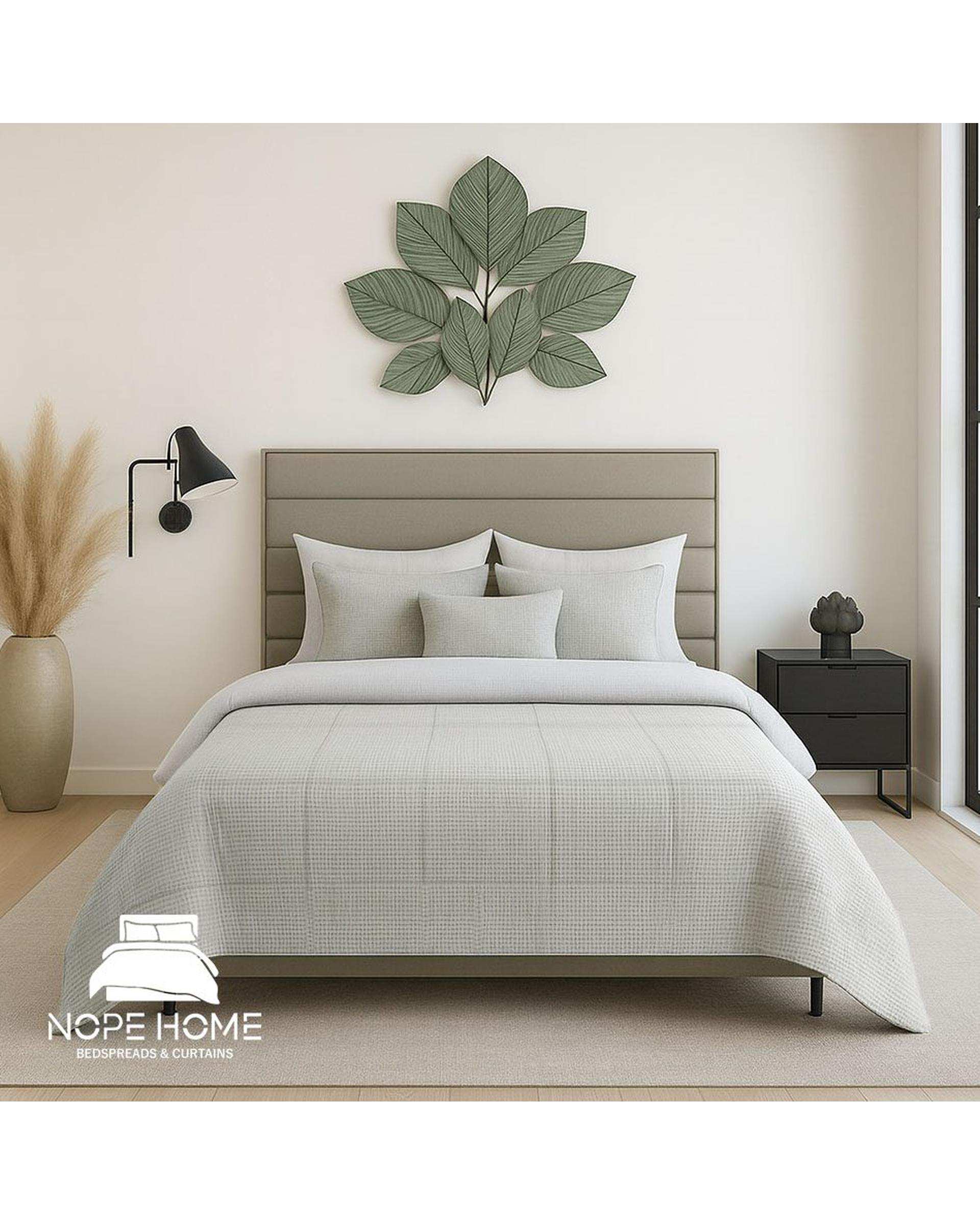 سرویس روتختی مخمل تدی والنسیا دو نفره هشت تکه طوسی روشن نوپه هوم Nopehome عرض تشک 160 الی 180