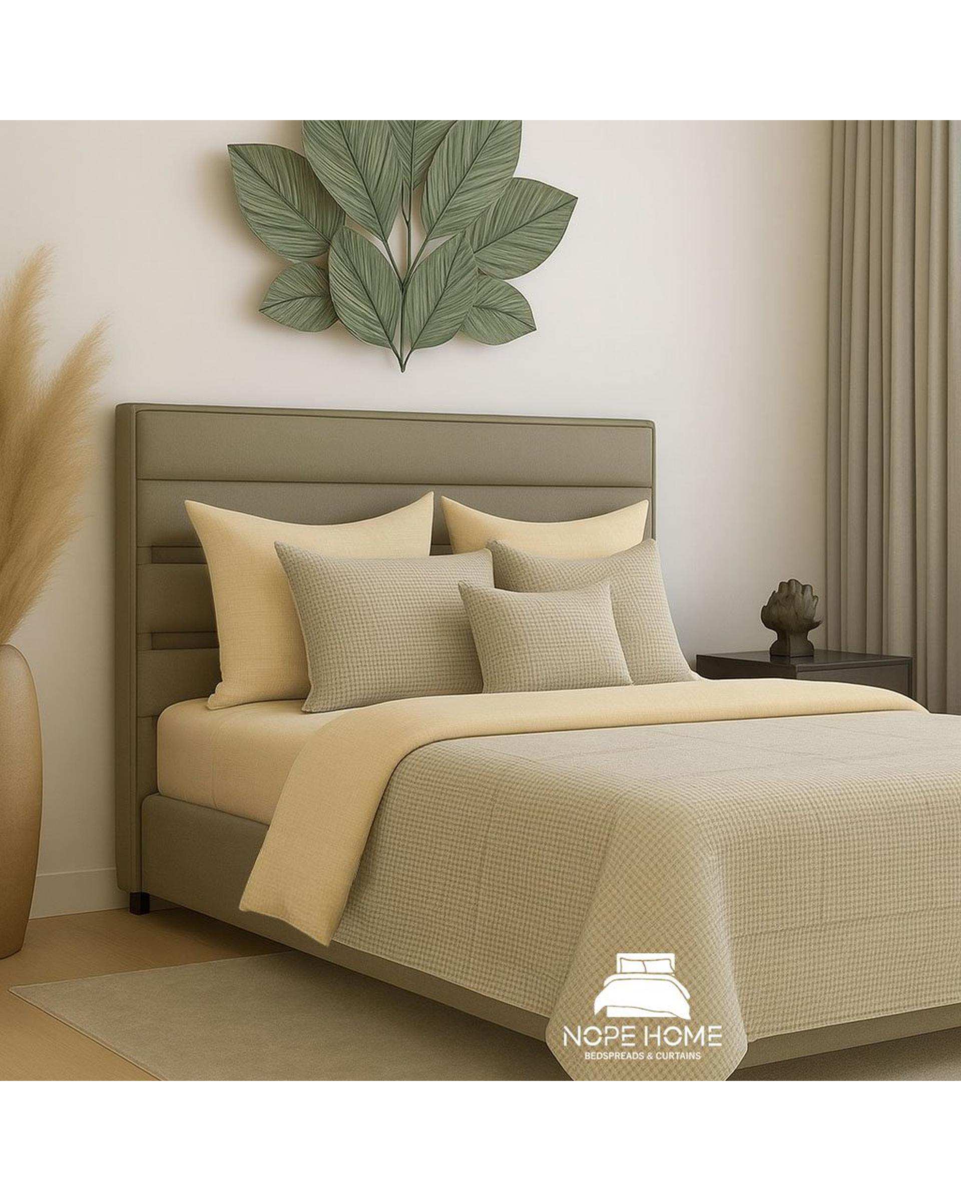 سرویس روتختی مخمل تدی والنسیا دو نفره هشت تکه کرم روشن نوپه هوم Nopehome عرض تشک 160 الی 180