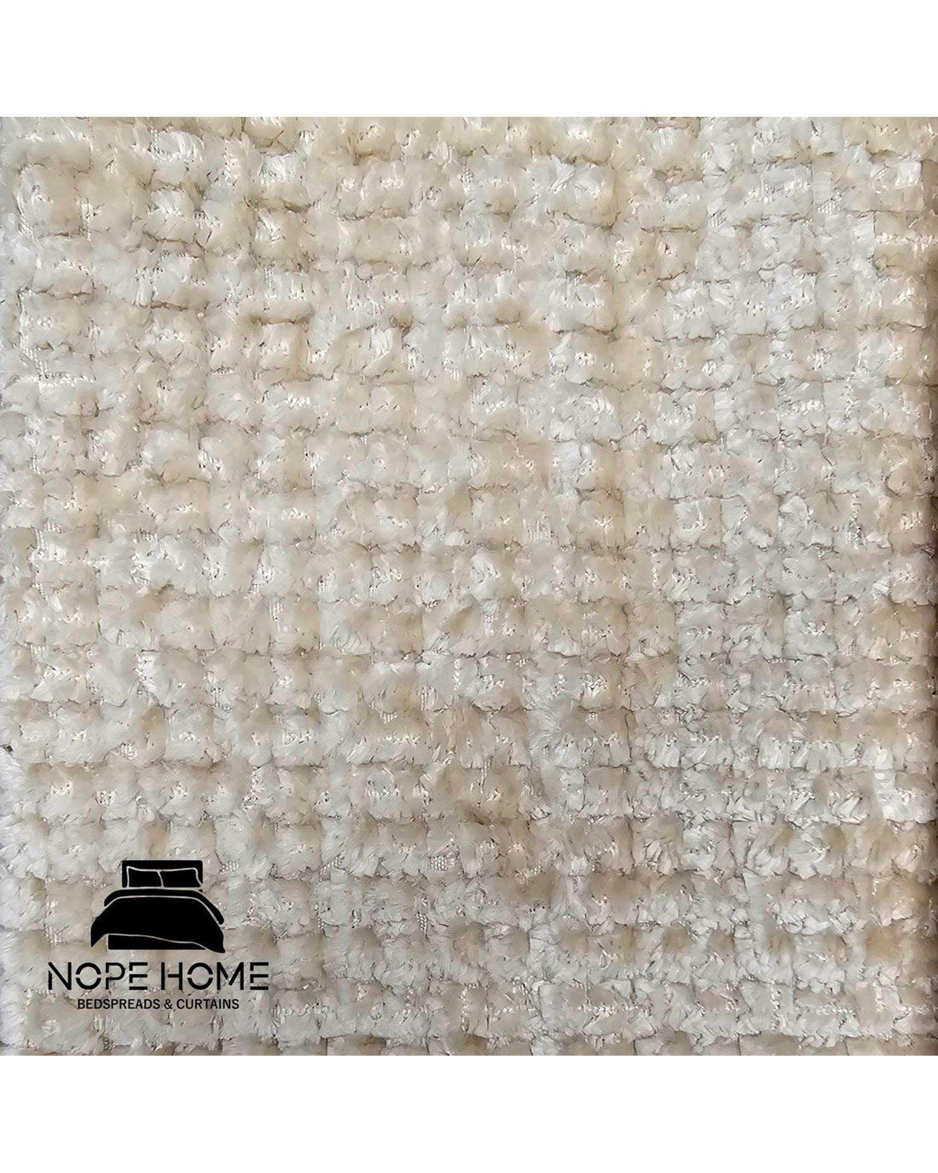 سرویس روتختی مخمل تدی والنسیا دو نفره هشت تکه کرم روشن نوپه هوم Nopehome عرض تشک 160 الی 180