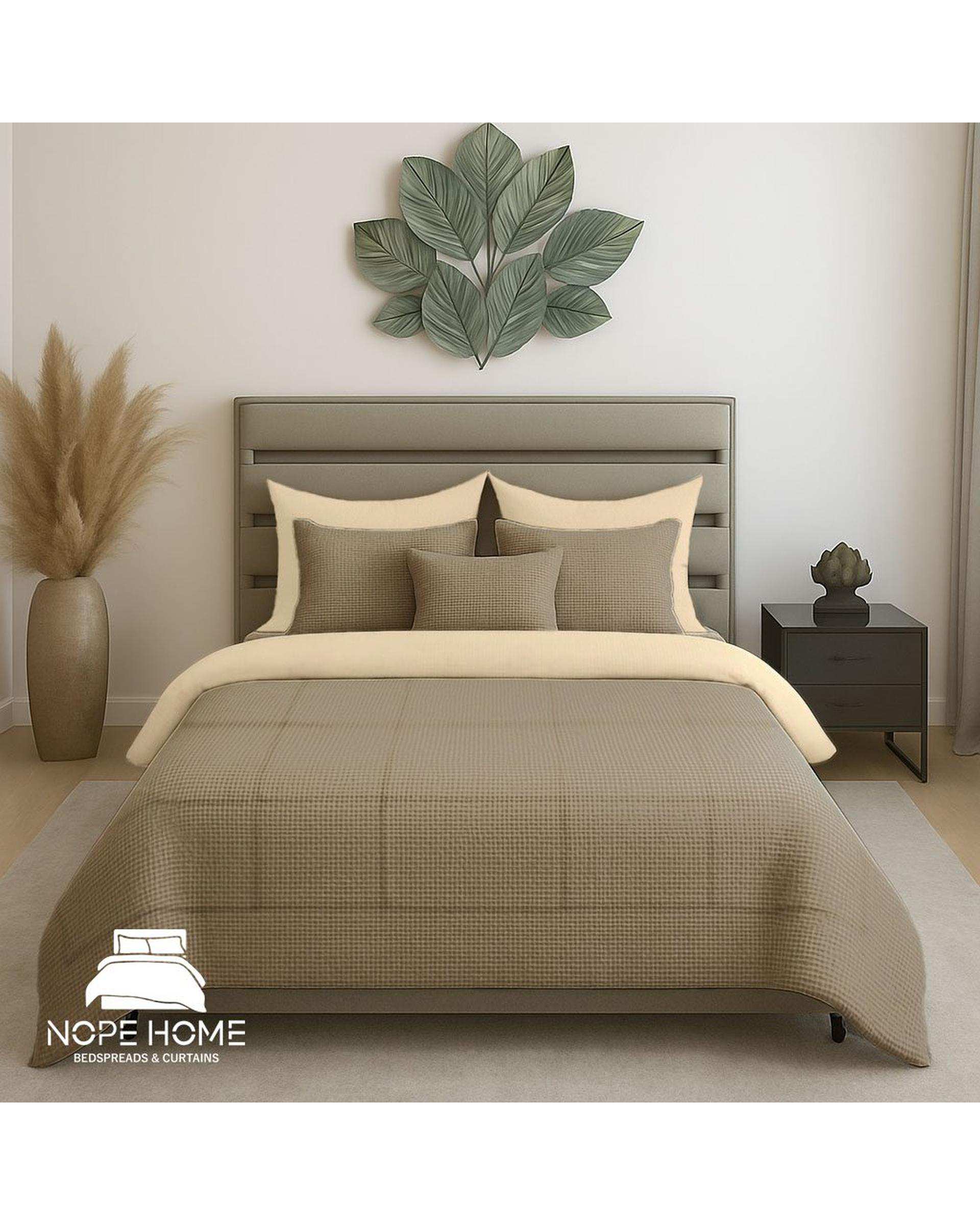 سرویس روتختی مخمل تدی والنسیا دو نفره هشت تکه نسکافه ای نوپه هوم Nopehome عرض تشک 160 الی 180