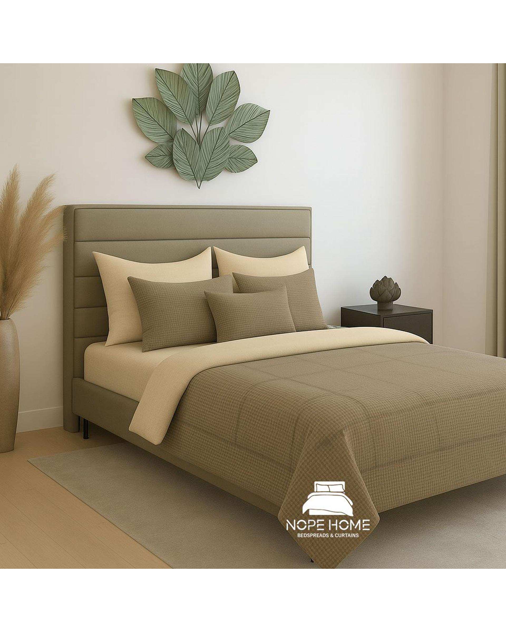 سرویس روتختی مخمل تدی والنسیا دو نفره هشت تکه نسکافه ای نوپه هوم Nopehome عرض تشک 160 الی 180