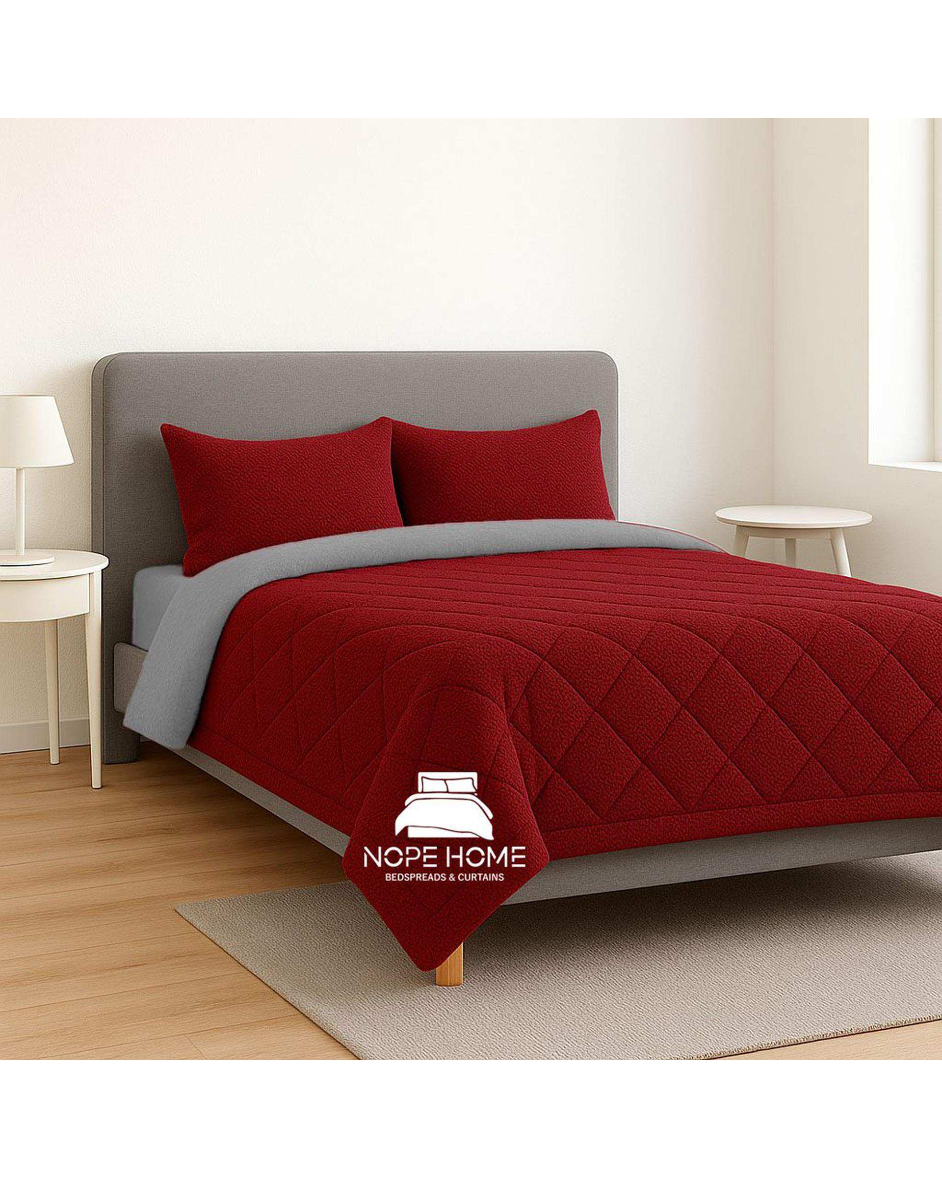 سرویس روتختی مخمل حصیری بافت ریز دایموند یک نفره پنج تکه زرشکی نوپه هوم Nopehome تشک عرض ۸۰ الی ۹۰ سانت