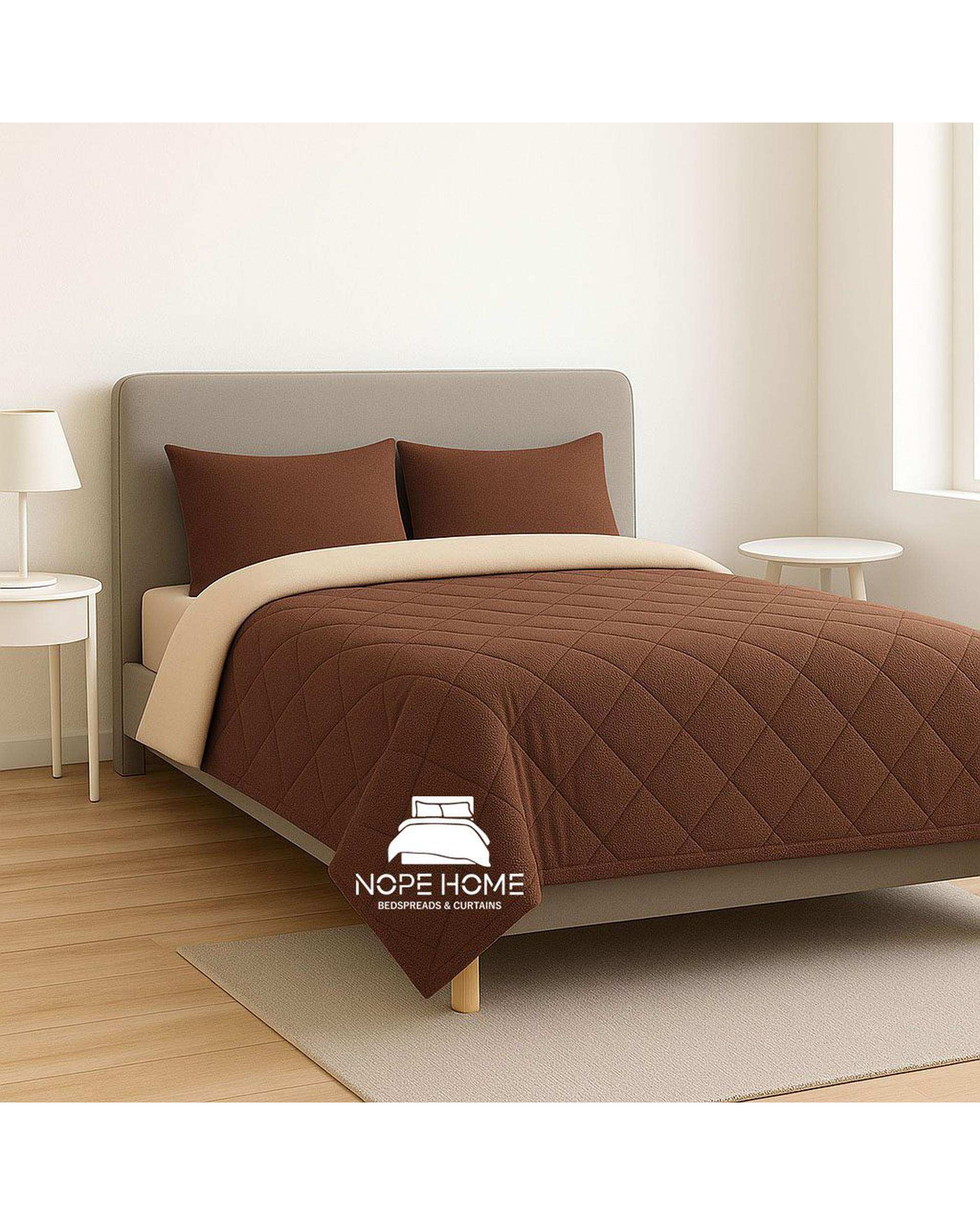 سرویس روتختی مخمل حصیری بافت ریز دایموند یک نفره پنج تکه قهوه ای روشن نوپه هوم Nopehome تشک عرض ۸۰ الی ۹۰ سانت