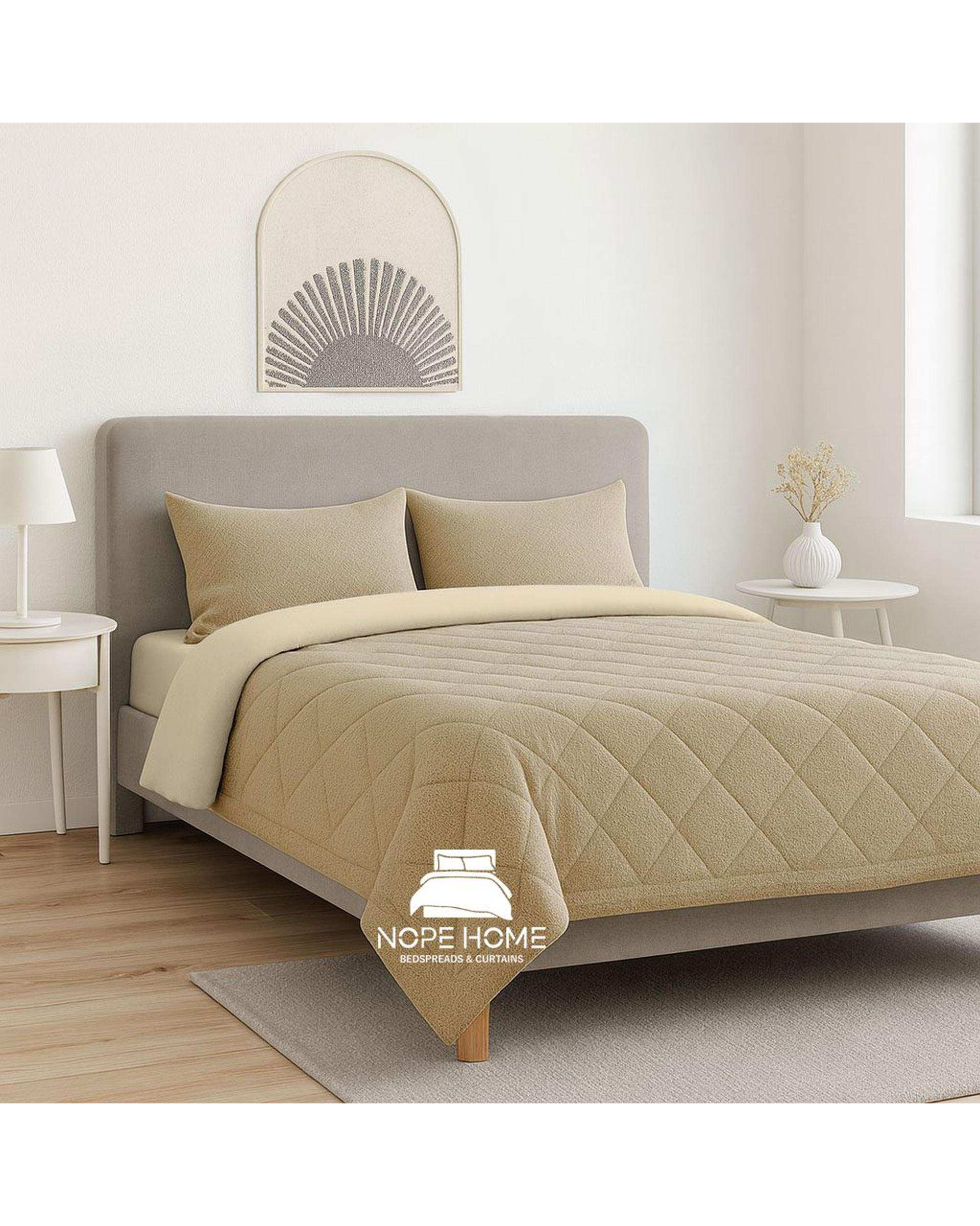 سرویس روتختی مخمل حصیری بافت ریز دایموند یک نفره پنج تکه نسکافه ای روشن نوپه هوم Nopehome تشک عرض ۸۰ الی ۹۰ سانت