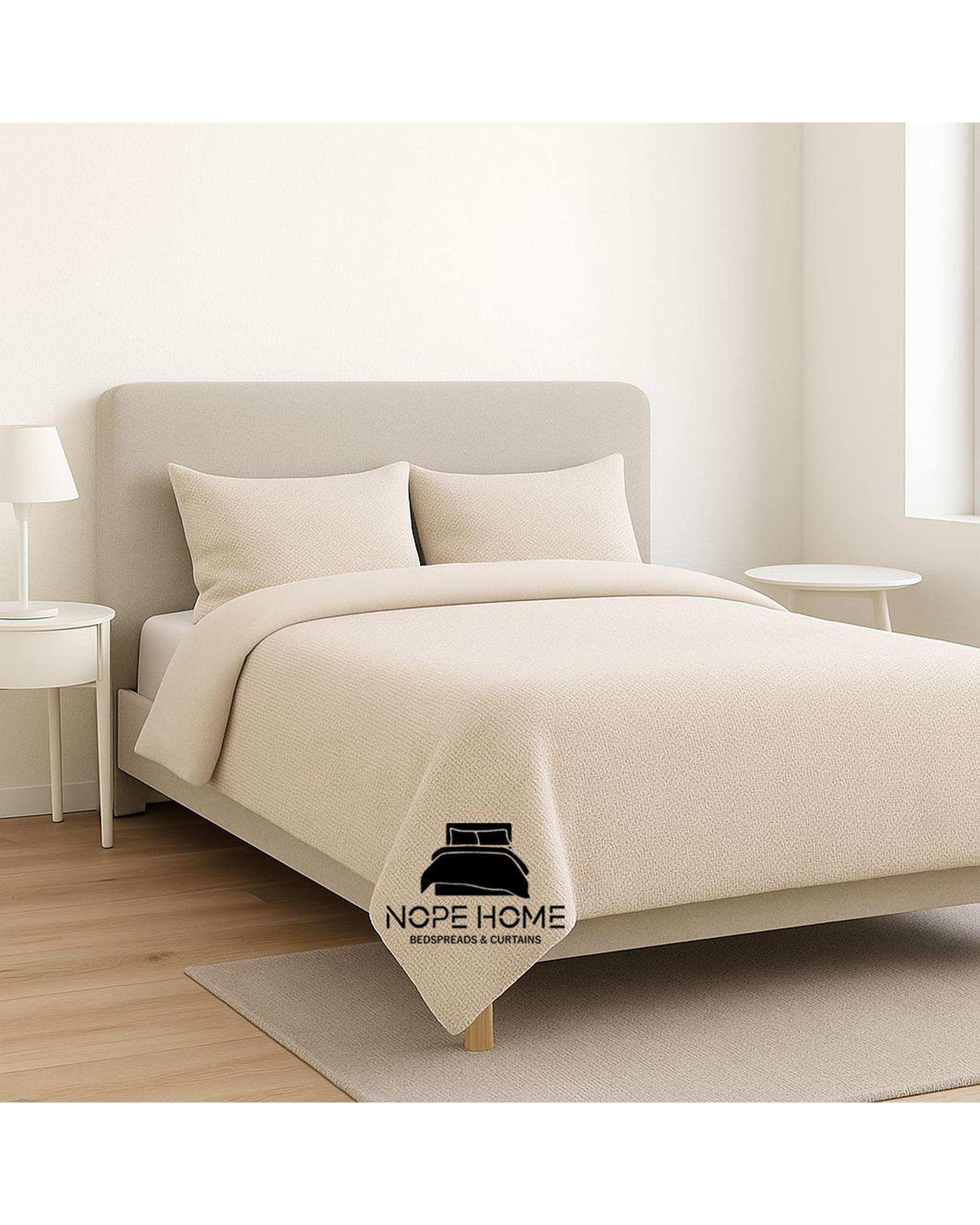 سرویس روتختی کاوری مخمل حصیری بافت ریز یونیک دو نفره هشت تکه شیری نوپه هوم Nopehome تشک عرض ۱۶۰ و ۱۸۰ سانت