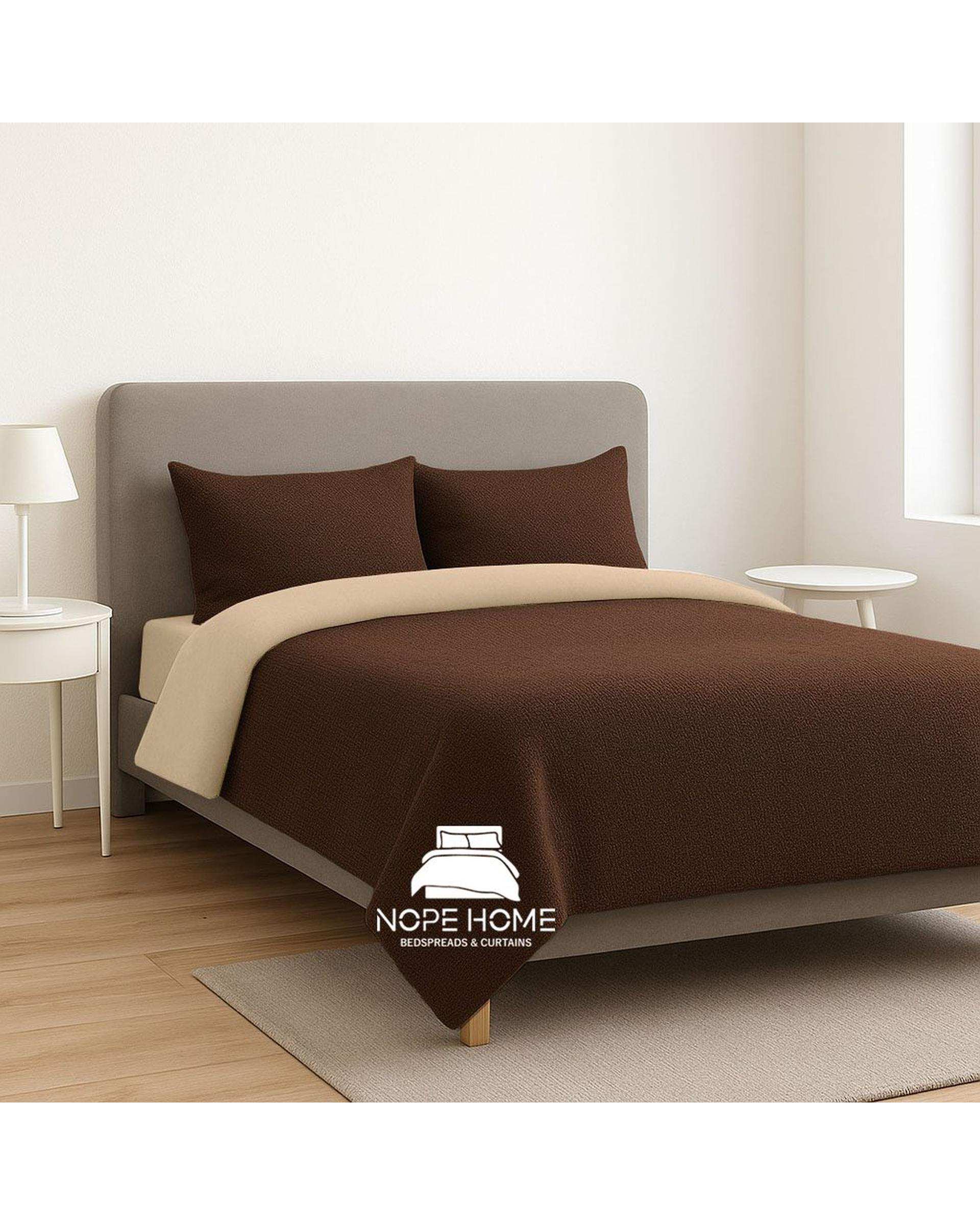سرویس روتختی کاوری مخمل حصیری بافت ریز یونیک دو نفره هشت تکه قهوه ای تیره نوپه هوم Nopehome تشک عرض ۱۶۰ و ۱۸۰ سانت