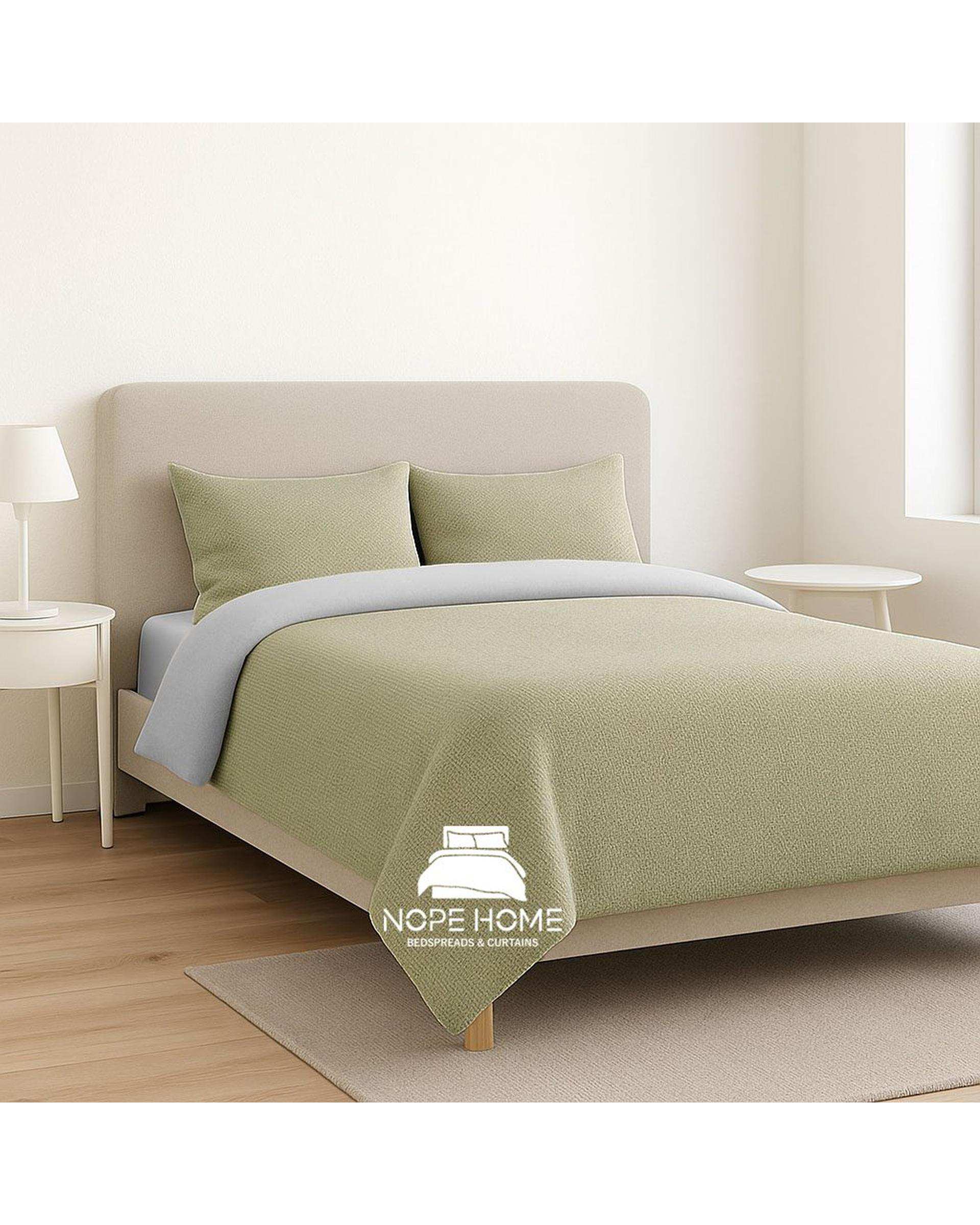 سرویس روتختی کاوری مخمل حصیری بافت ریز یونیک یک نفره پنج تکه سبز مغز پسته ای نوپه هوم Nopehome تشک عرض ۸۰ الی ۹۰ سانت