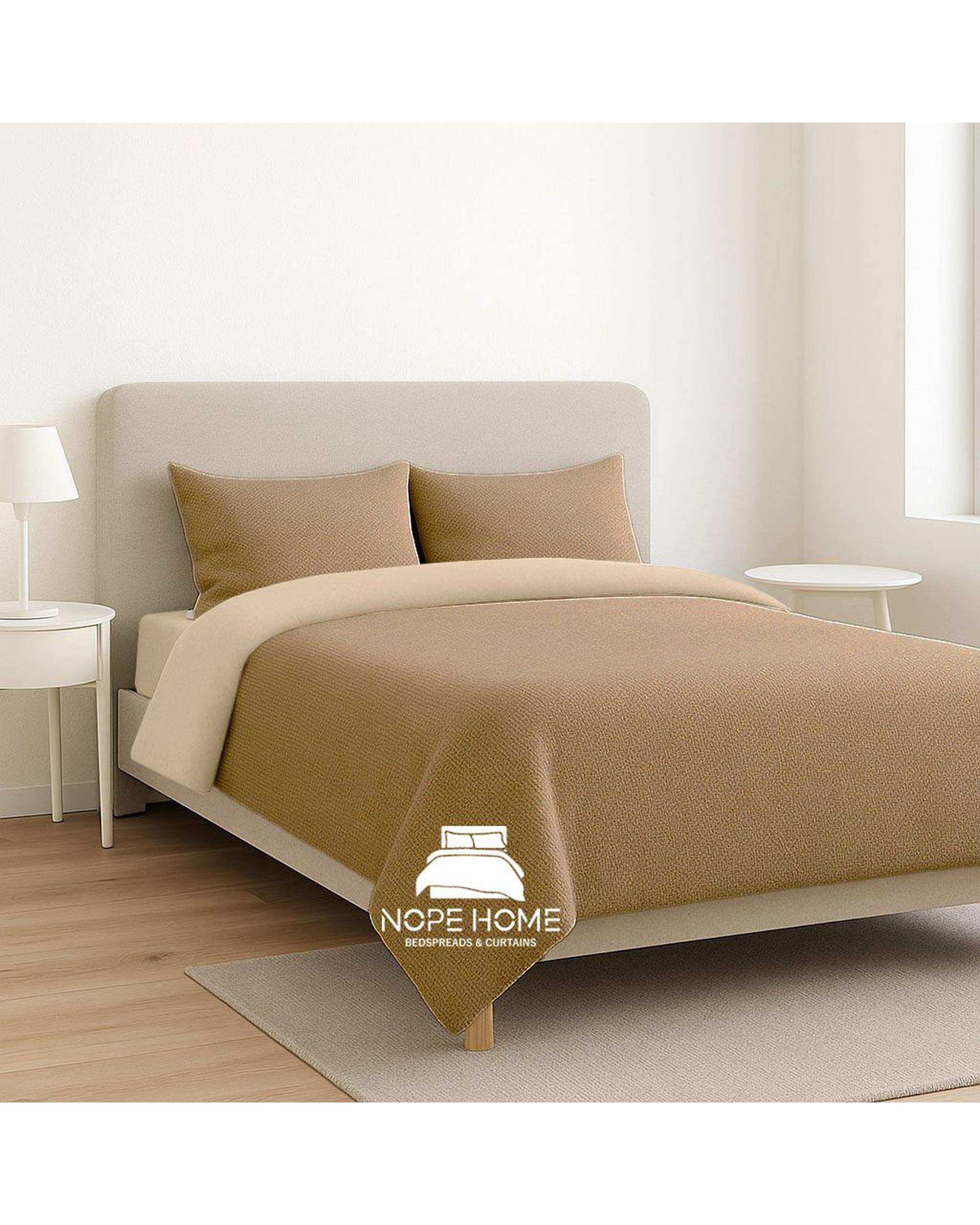 سرویس روتختی کاوری مخمل حصیری بافت ریز یونیک یک نفره پنج تکه نسکافه ای نوپه هوم Nopehome تشک عرض ۸۰ الی ۹۰ سانت