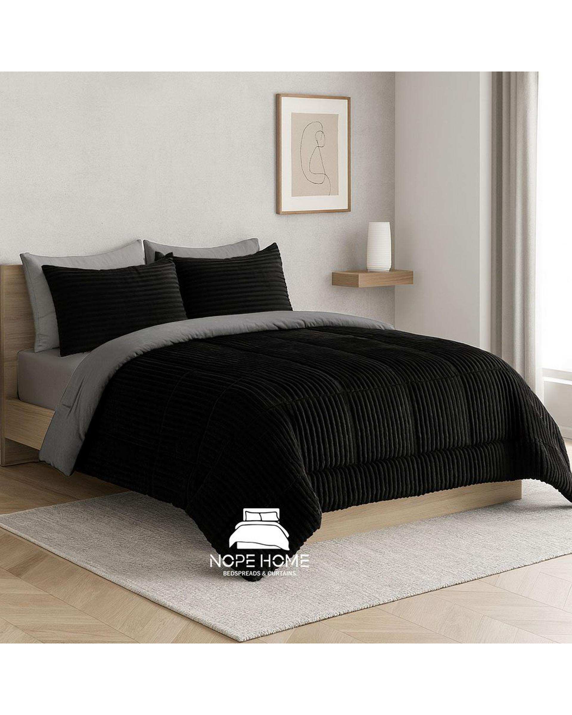 سرویس روتختی مخمل پلیسه کریستال دو نفره هشت تکه مشکی نوپه هوم Nopehome تشک عرض ۱۶۰ و ۱۸۰ سانت