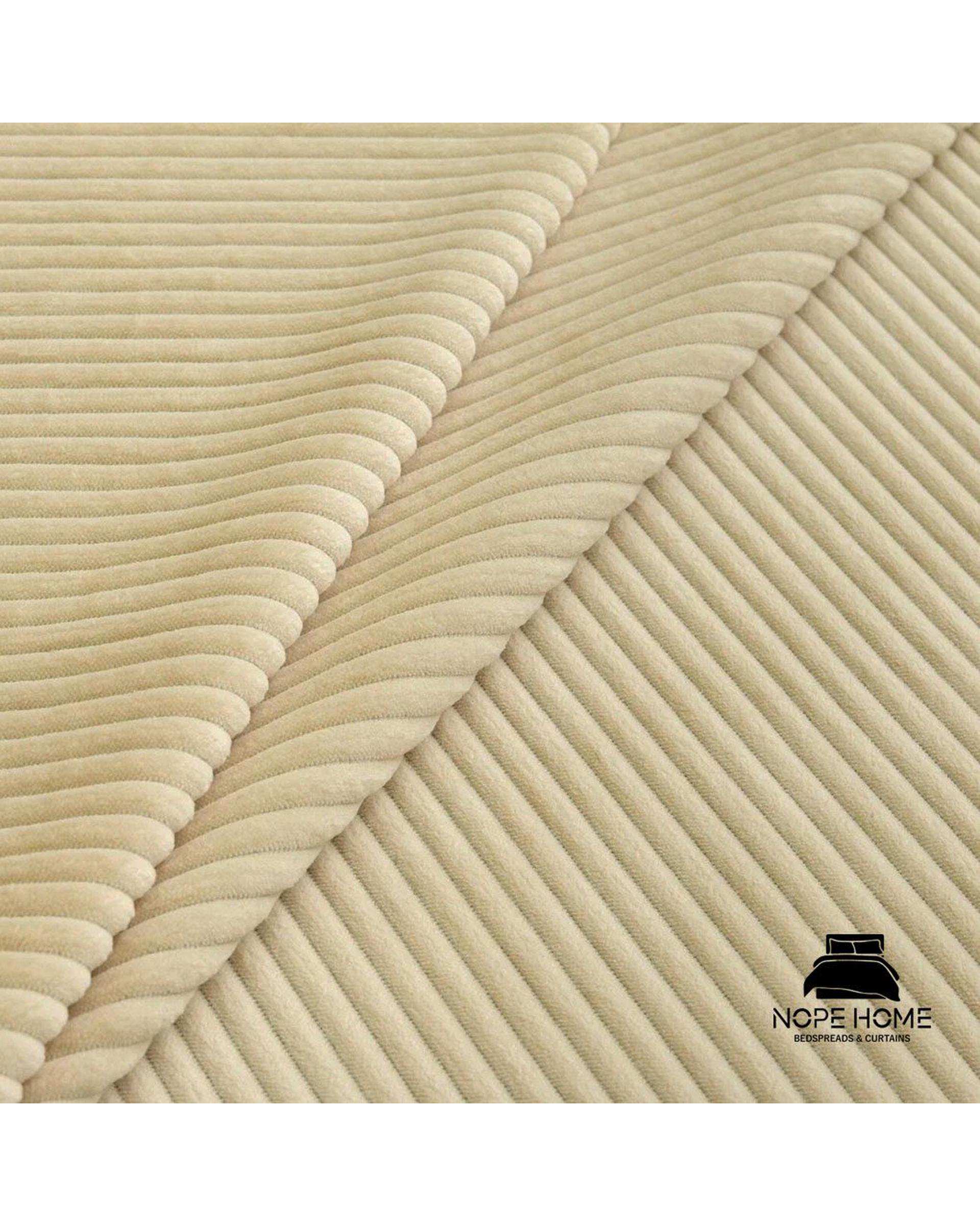 سرویس روتختی مخمل پلیسه کریستال یک نفره پنج تکه کرم روشن نوپه هوم Nopehome تشک عرض ۸۰ الی ۹۰ سانت