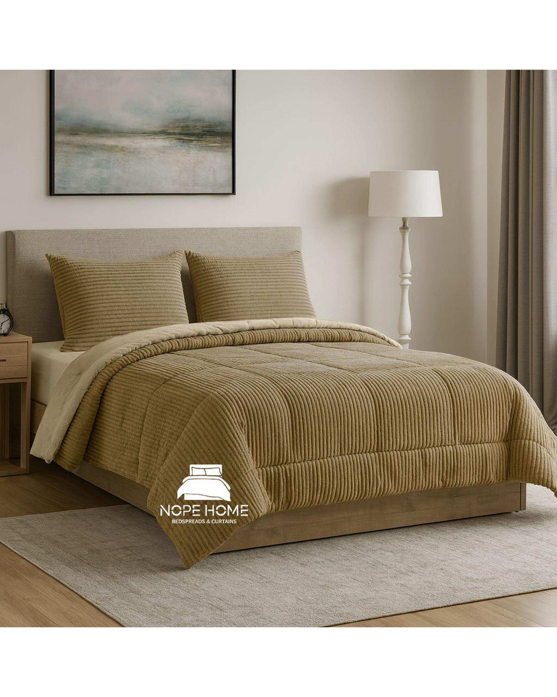 سرویس روتختی مخمل پلیسه کریستال یک نفره پنج تکه نسکافه ای نوپه هوم Nopehome تشک عرض ۸۰ الی ۹۰ سانت