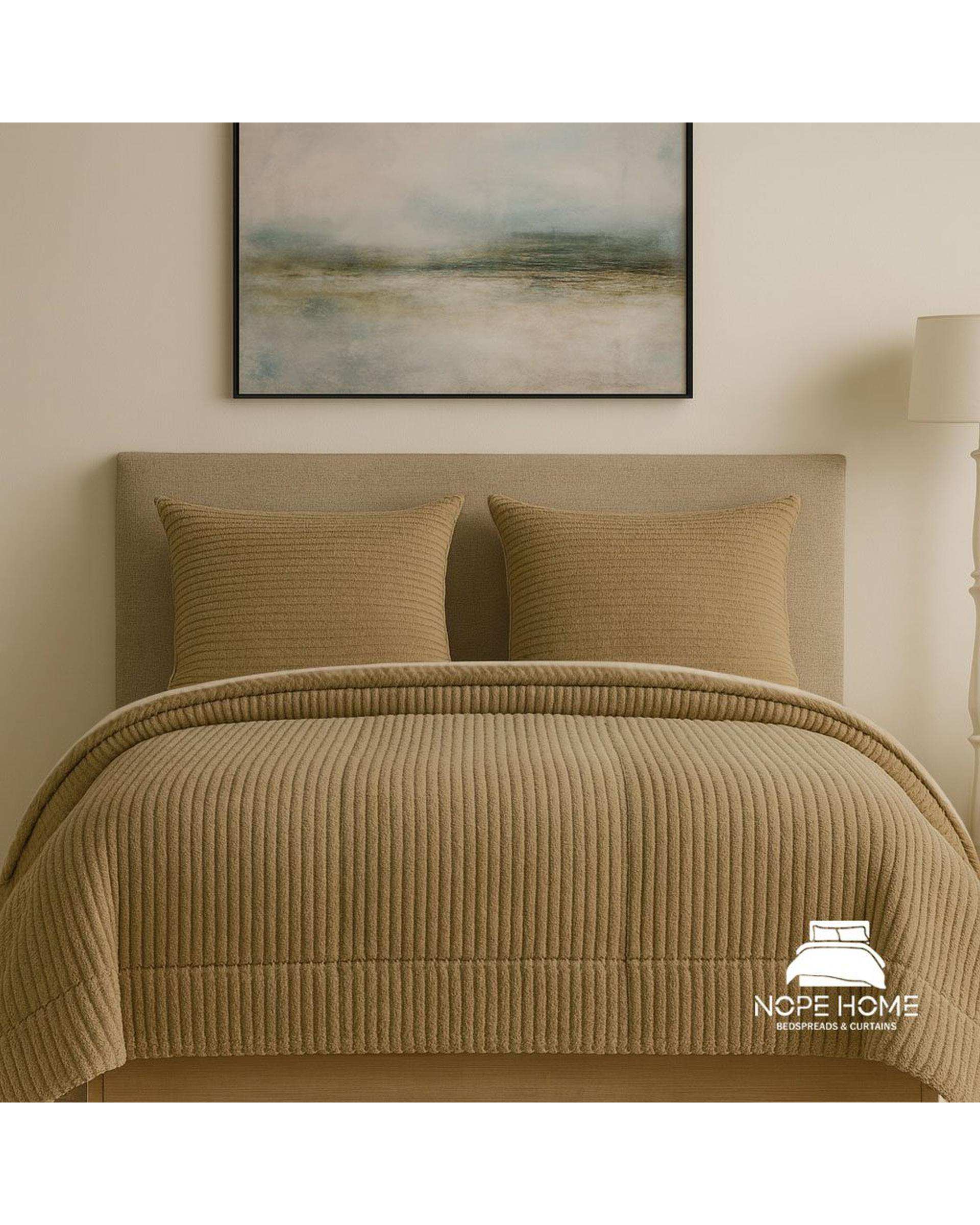 سرویس روتختی مخمل پلیسه کریستال یک نفره پنج تکه نسکافه ای نوپه هوم Nopehome تشک عرض ۸۰ الی ۹۰ سانت