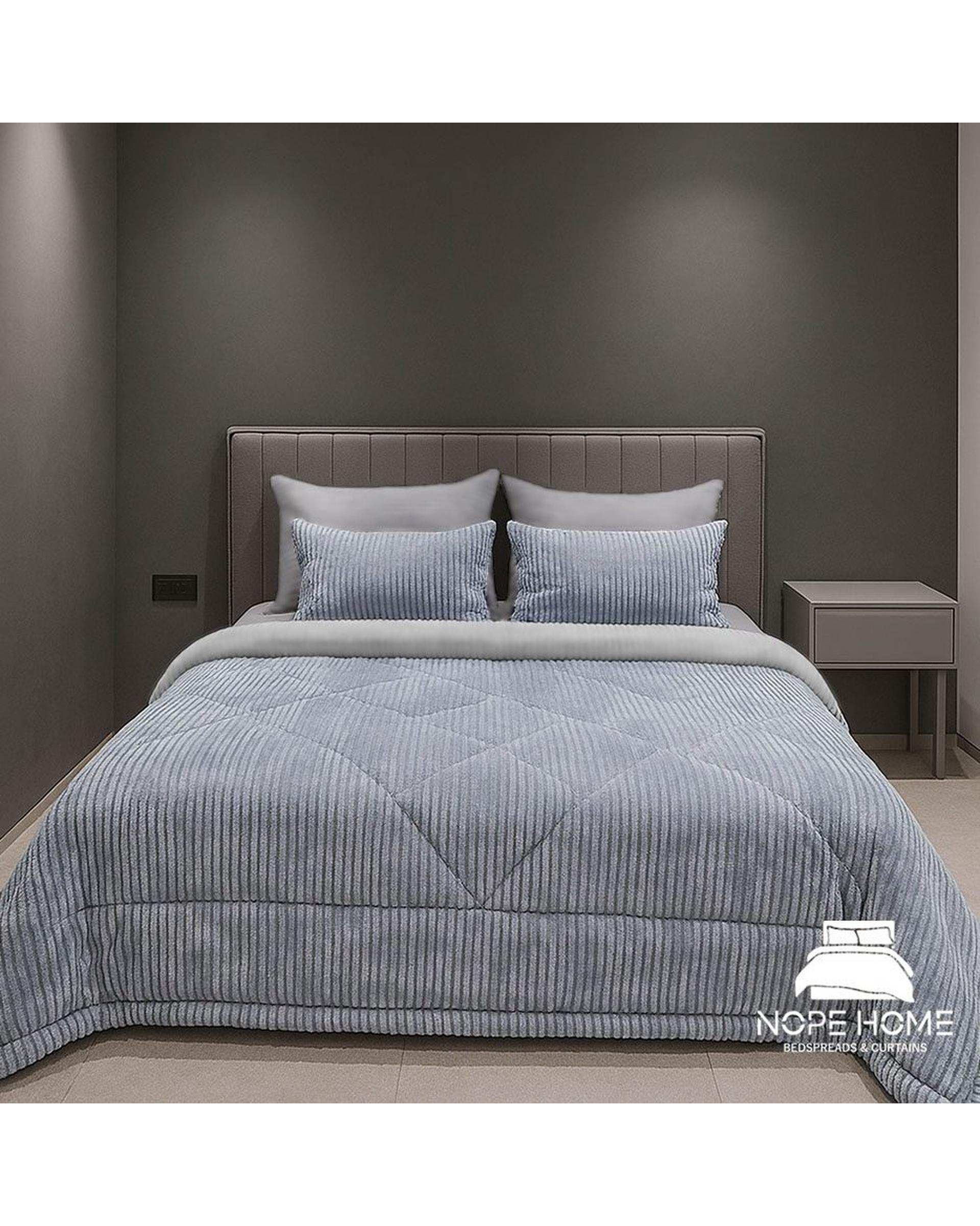 سرویس روتختی مخمل پلیسه پلاتینیوم دو نفره هشت تکه نوپه نقرآبی هوم Nopehome تشک عرض ۱۶۰ و ۱۸۰ سانت