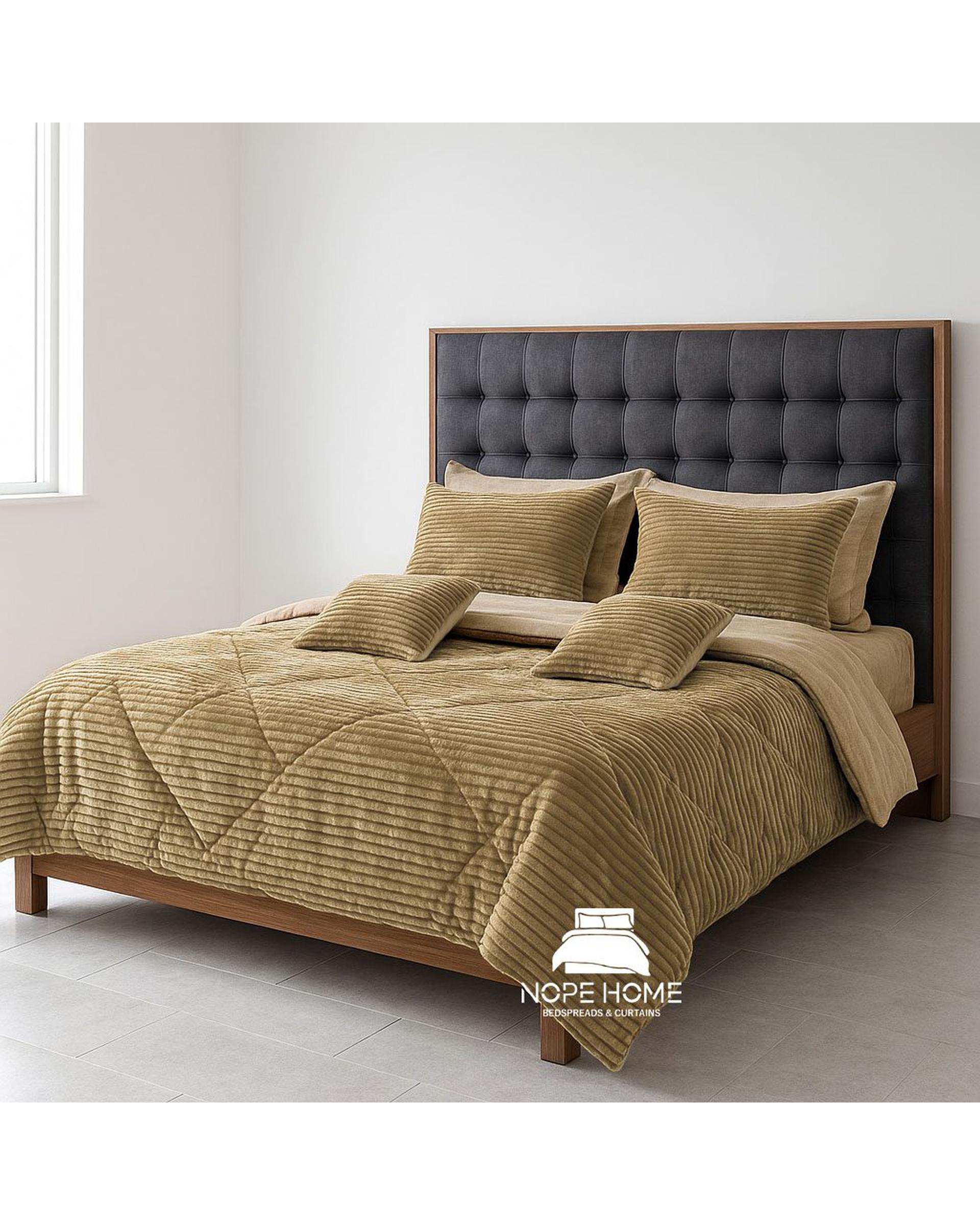 سرویس روتختی مخمل پلیسه پلاتینیوم یک نفره پنج تکه نسکافه ای نوپه هوم Nopehome تشک عرض ۸۰ الی ۹۰ سانت