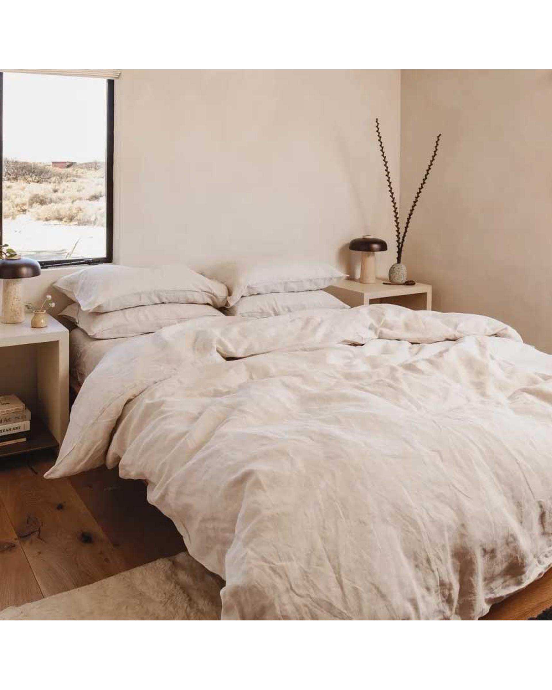 سرویس روتختی یک نفره سه تکه پینترستی کاوری نخ پنبه سیمپل کرم نچرال نوپه هوم Nopehome تشک عرض ۸۰ الی ۹۰ سانت