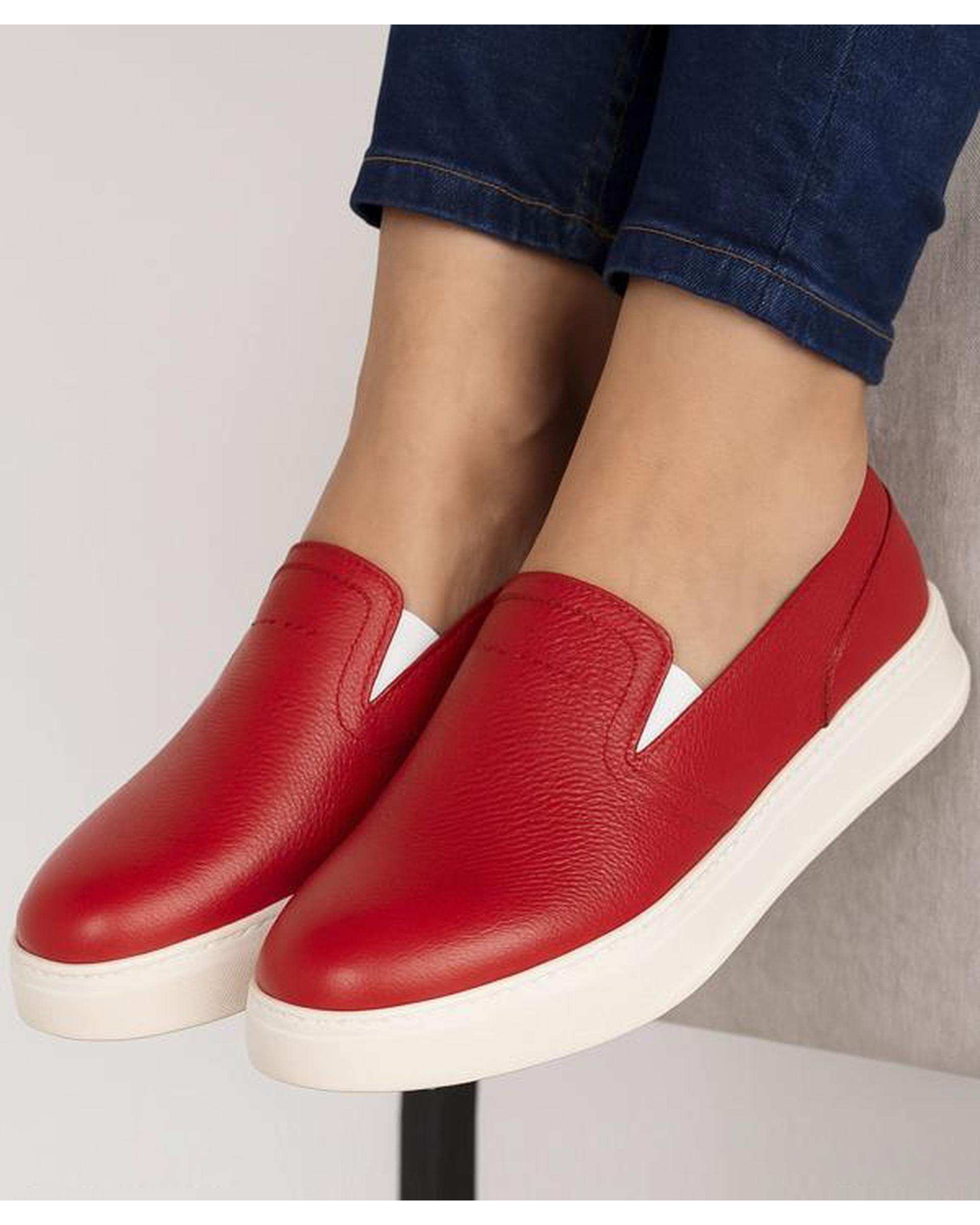 کفش چرم زنانه کژوال قرمز ایران طب Iran Teb مدل ونسا 204649