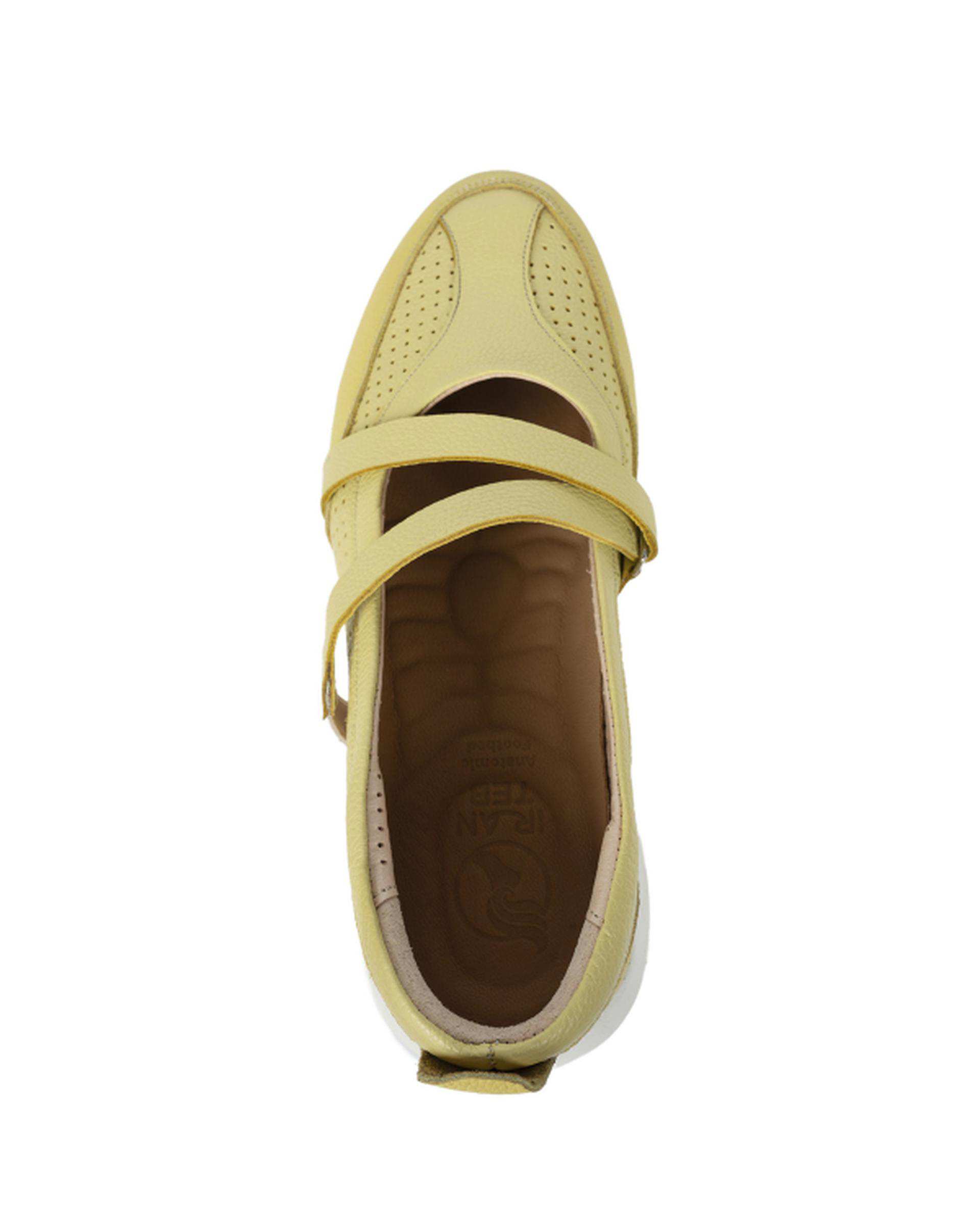 کفش چرم زنانه کژوال زرد لیمویی ایران طب Iran Teb مدل ونوس کد 204630