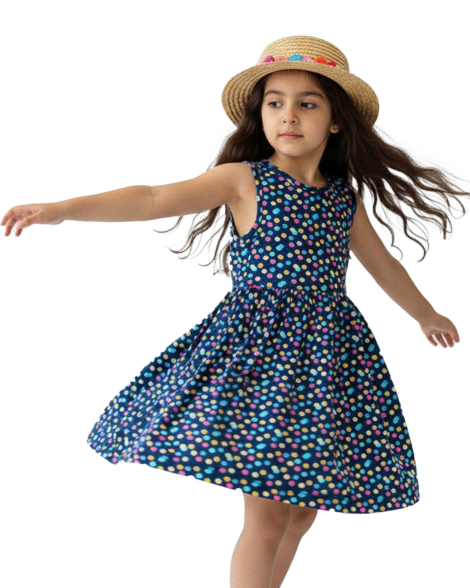 پیراهن دخترانه سرمه ای فیورلا Fiorella طرح توپی کد 35216