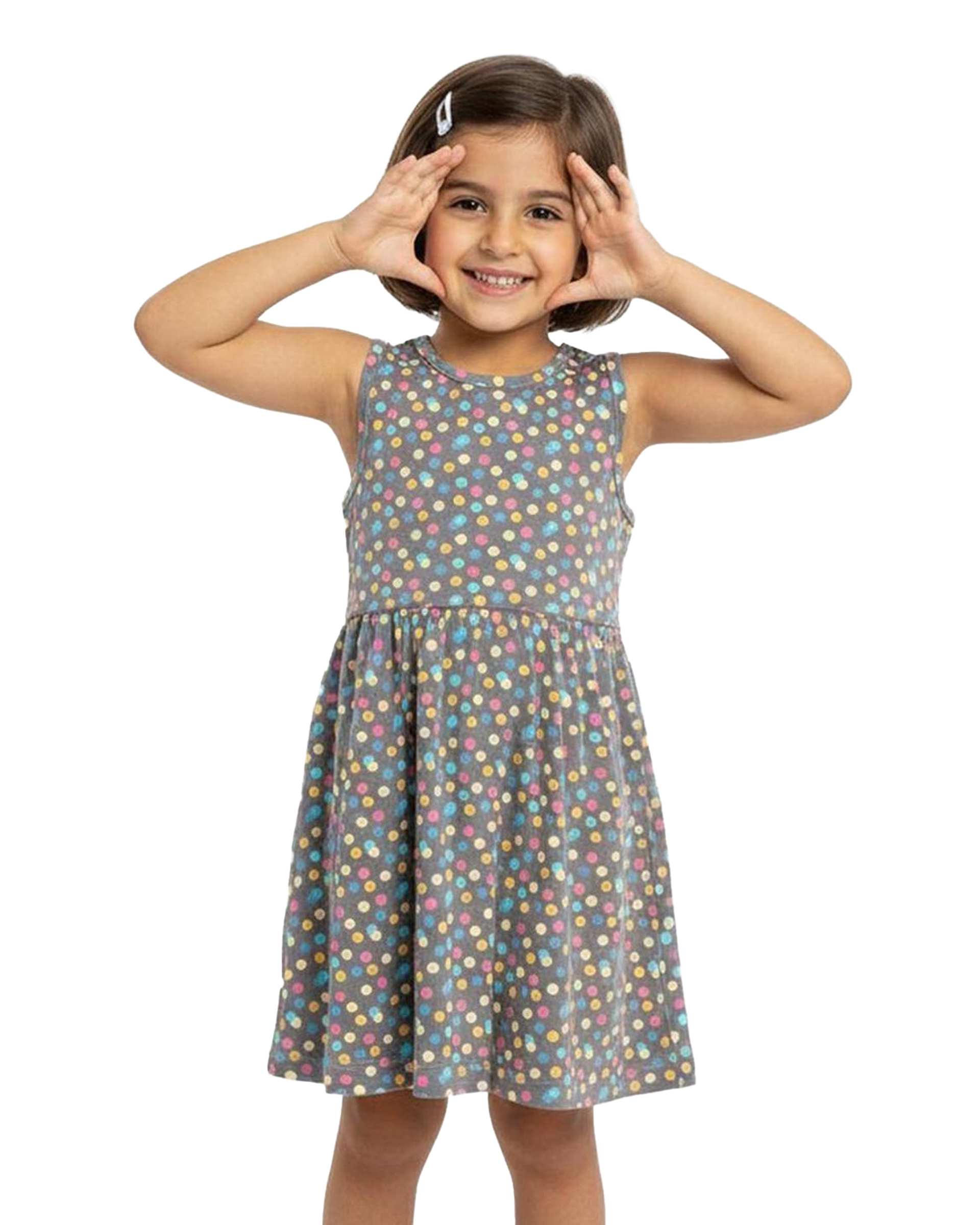 پیراهن دخترانه طوسی فیورلا Fiorella طرح توپی کد 35215