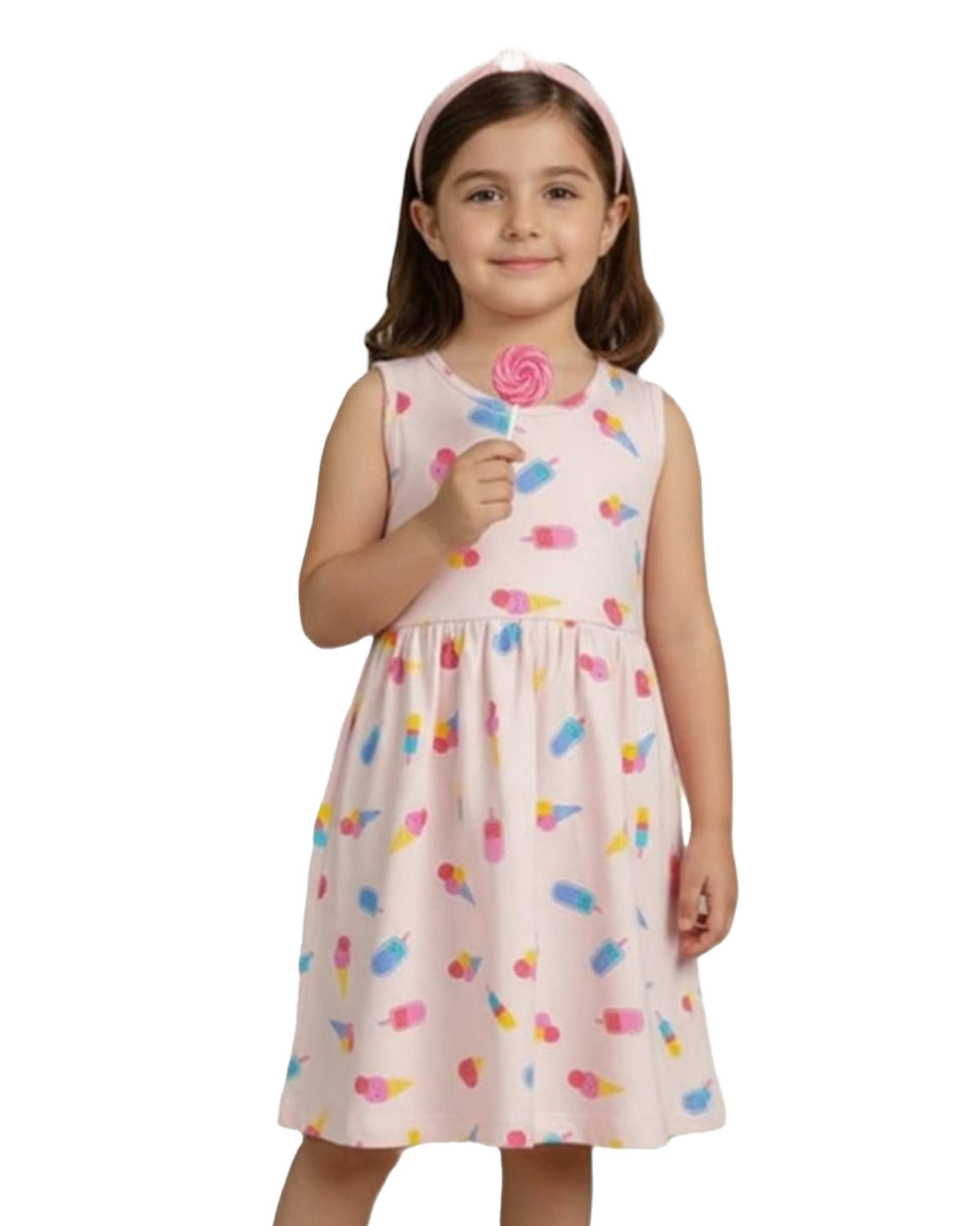 پیراهن دخترانه کرم فیورلا Fiorella طرح بستنی کد 35212