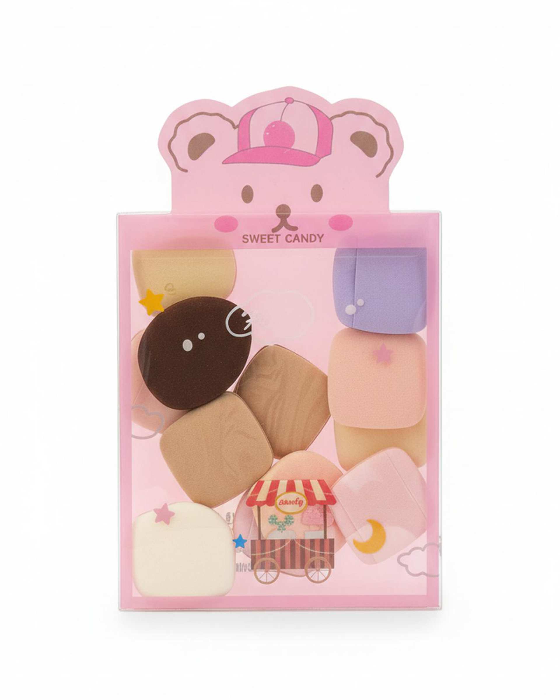 پد آرایشی انگشتی مدل خرسی مجموعه 12 عددی