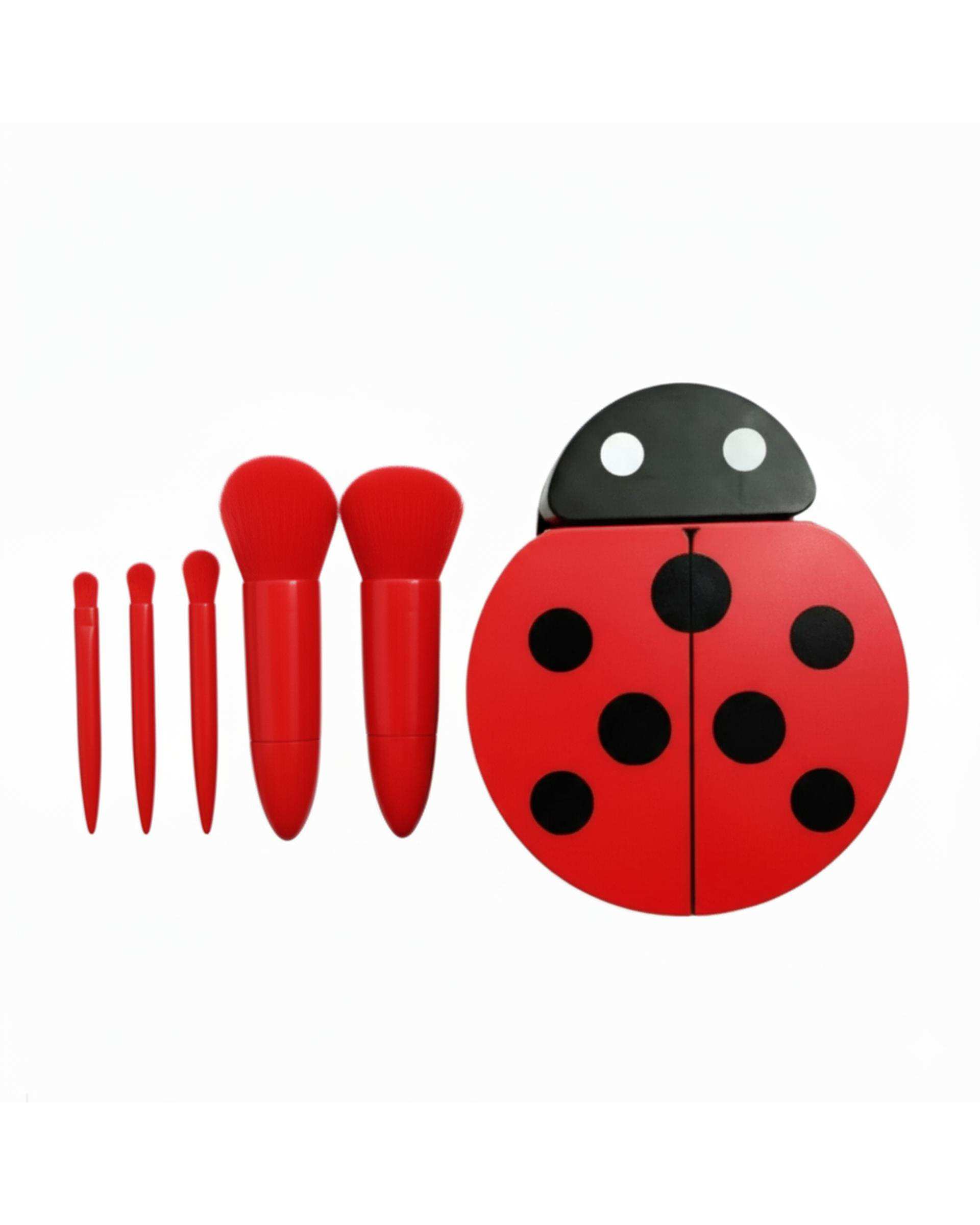 ست براش آرایشی مدل کفشدوزک بسته 5 عددی