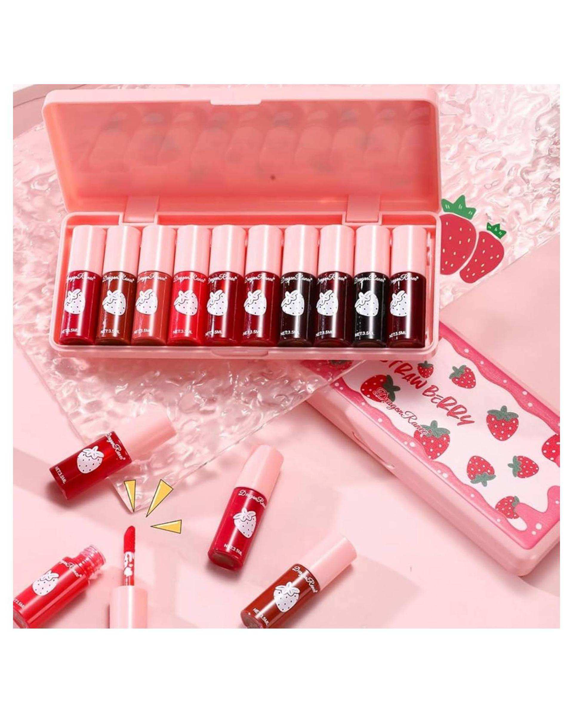 تینت لب و گونه دراگون رانی مدل توت فرنگی Straw Berry بسته 10 عددی