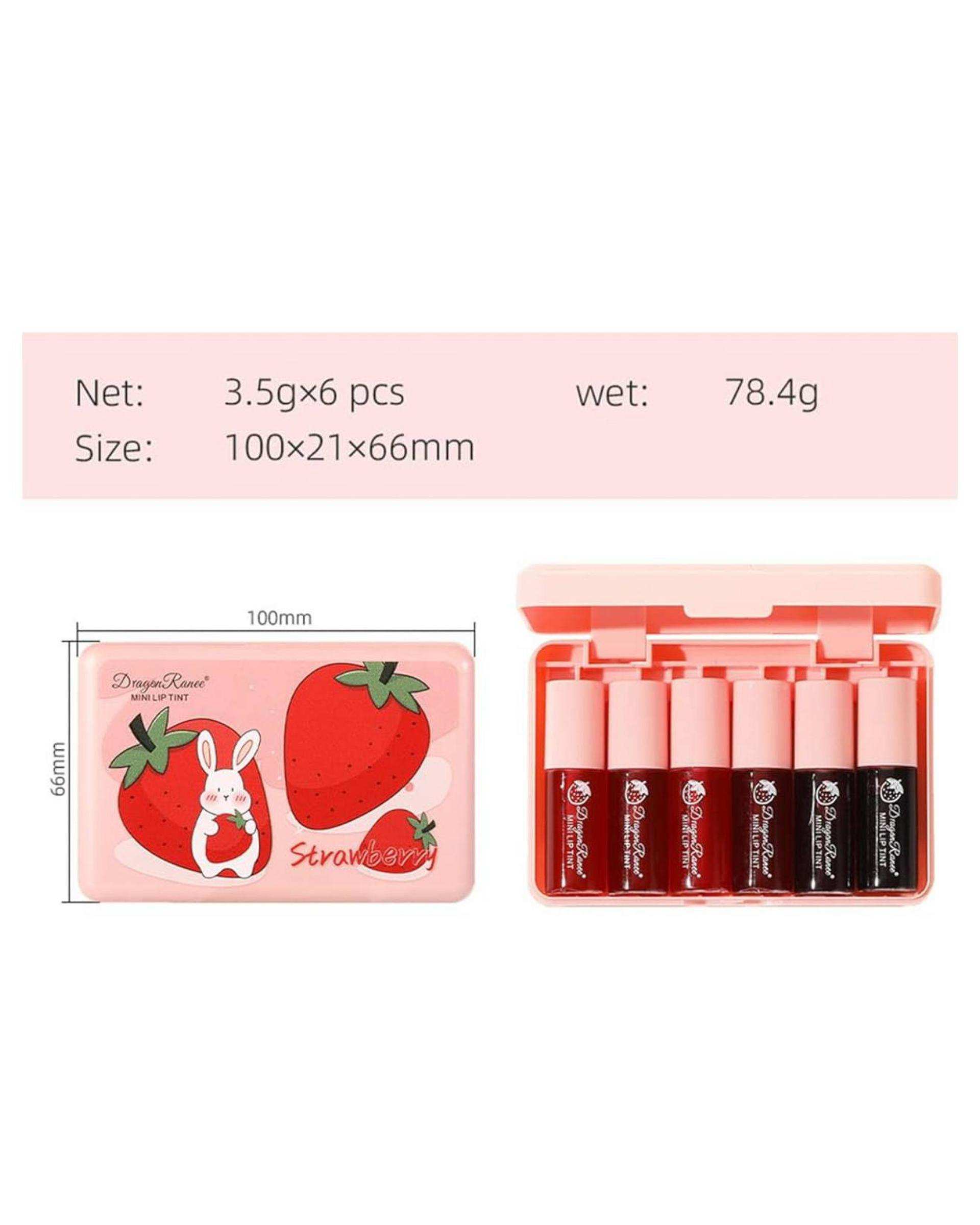 تینت لب و گونه دراگون رانی مدل توت فرنگی بسته 6 عددی