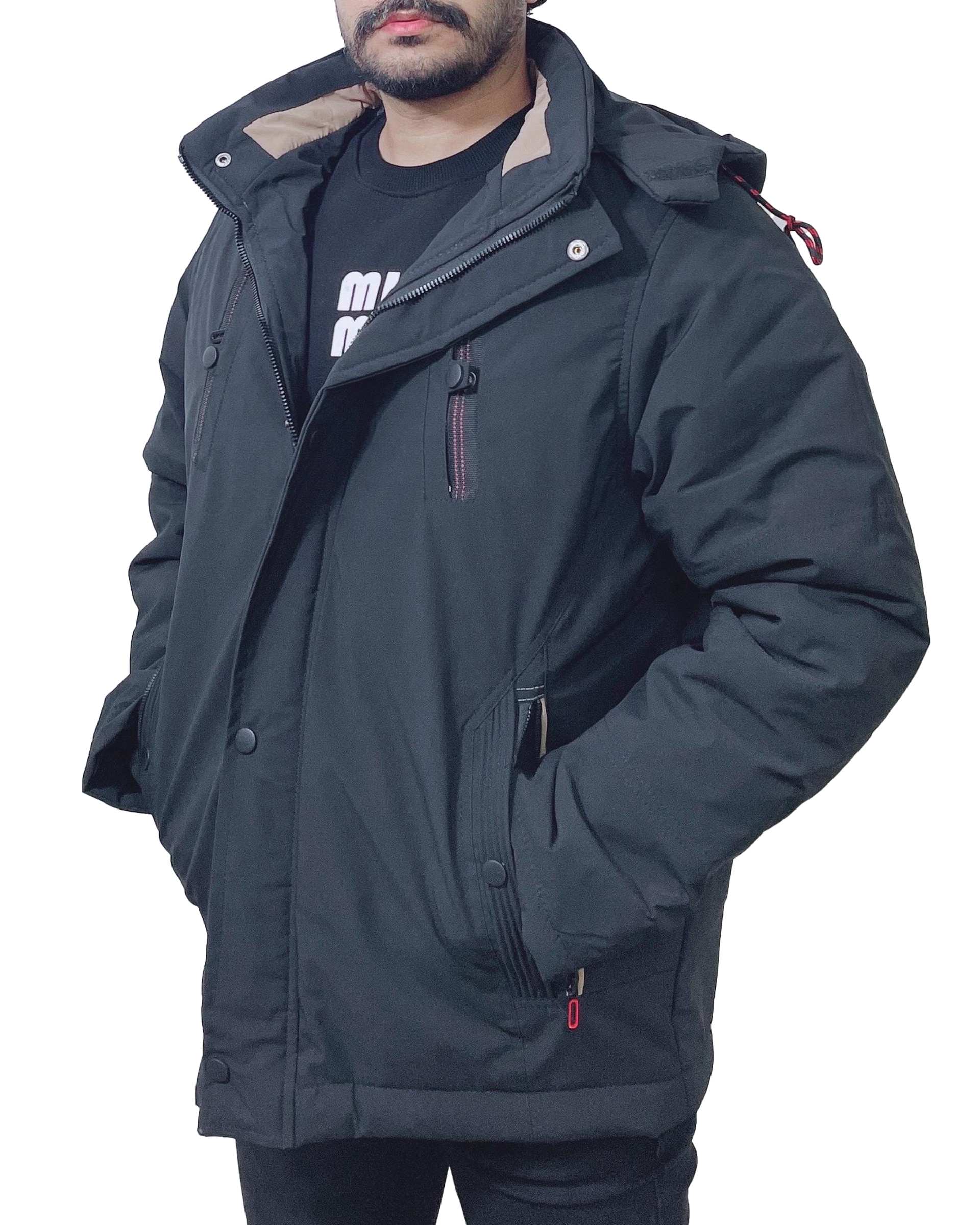 کاپشن مردانه کتان ضد آب مشکی دیورسو Diverso کد 4834