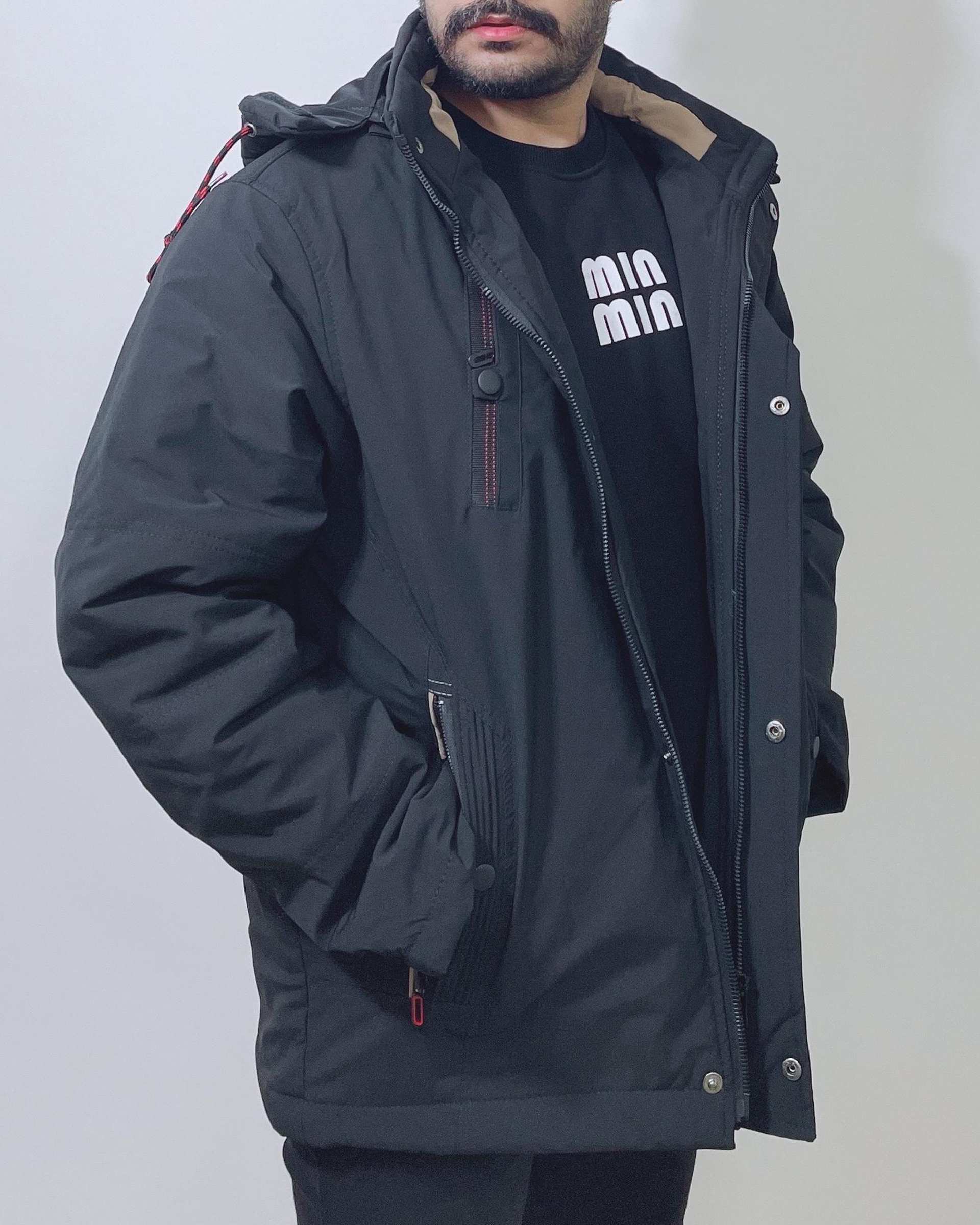 کاپشن مردانه کتان ضد آب مشکی دیورسو Diverso کد 4834