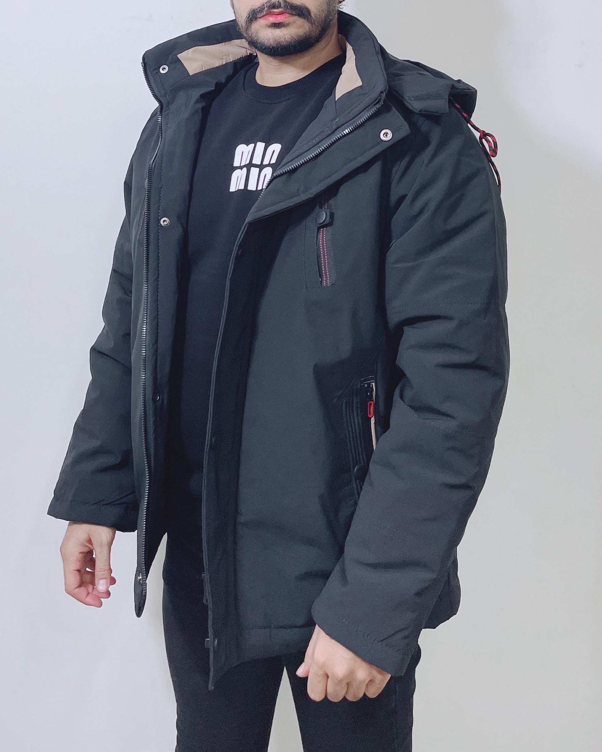 کاپشن مردانه کتان ضد آب مشکی دیورسو Diverso کد 4834