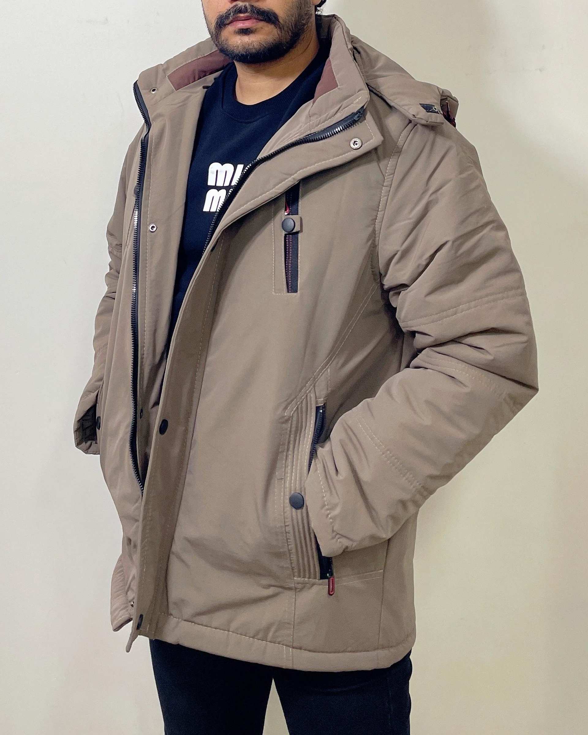 کاپشن مردانه کتان ضد آب نسکافه ای دیورسو Diverso کد 4835