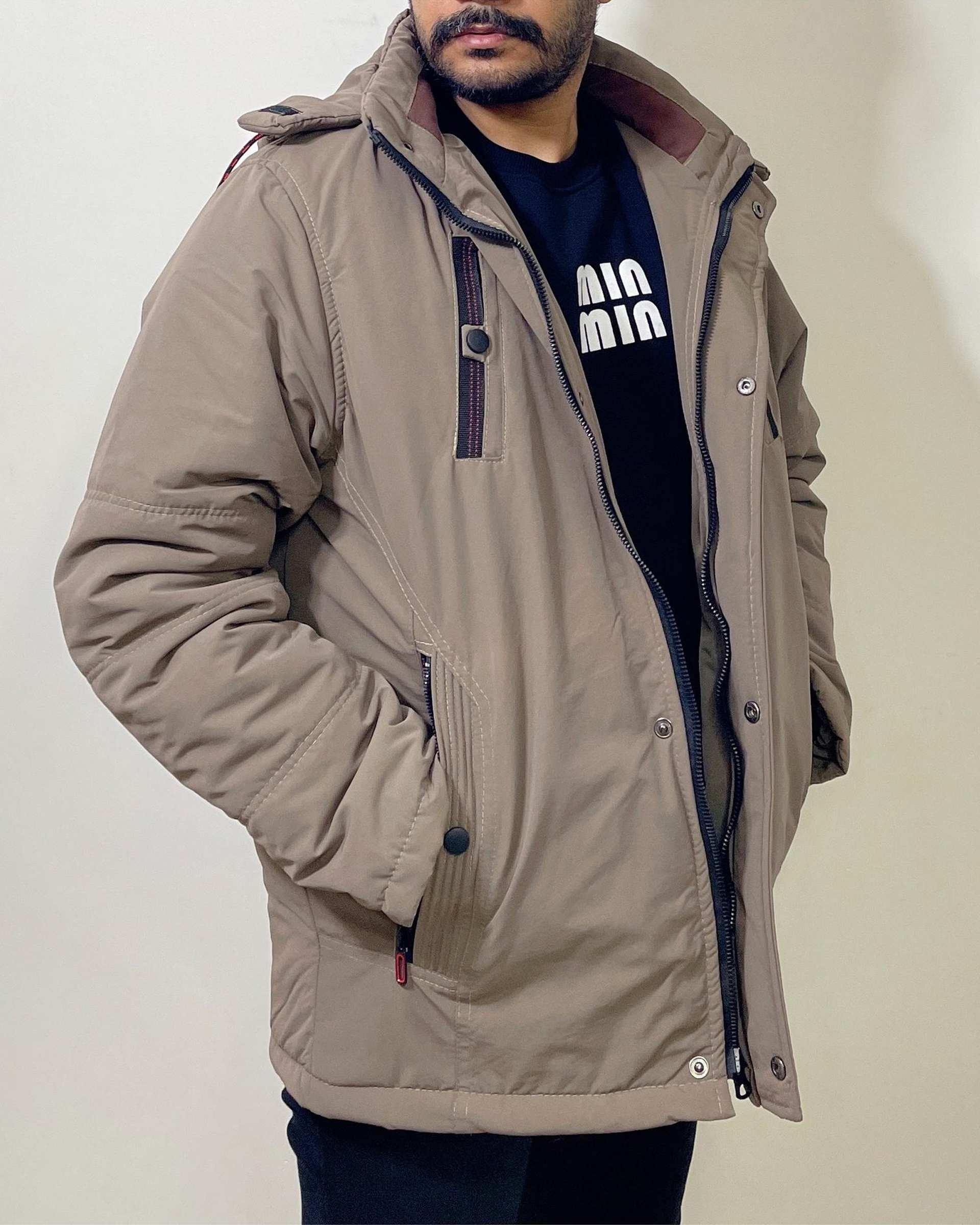 کاپشن مردانه کتان ضد آب نسکافه ای دیورسو Diverso کد 4835