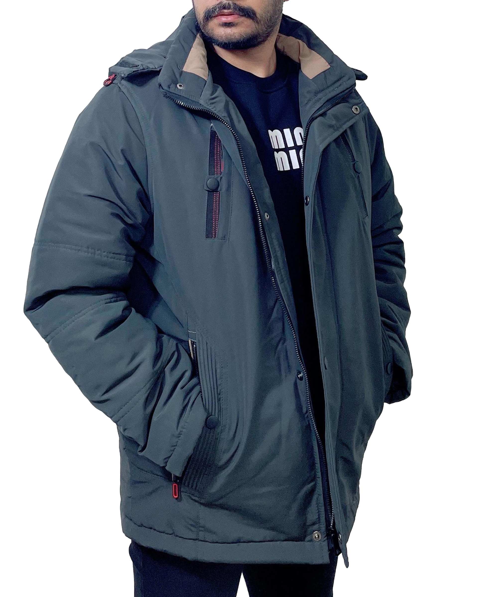 کاپشن مردانه کتان ضد آب سبز یشمی دیورسو Diverso کد 4836