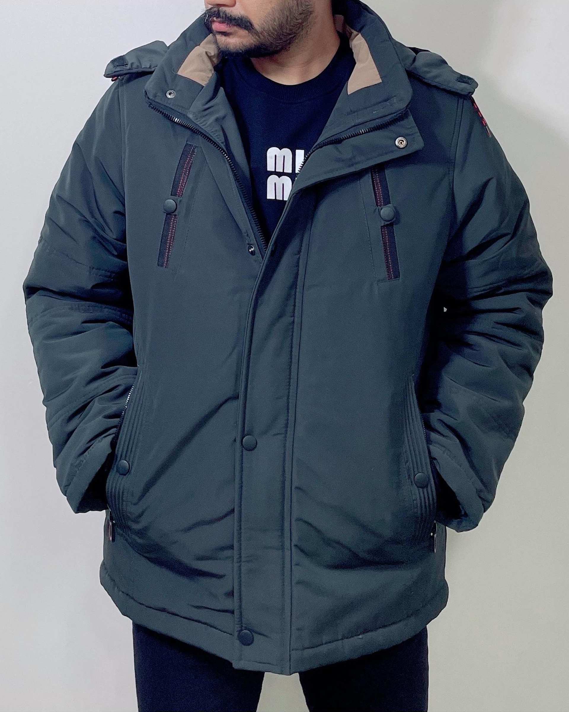 کاپشن مردانه کتان ضد آب سبز یشمی دیورسو Diverso کد 4836