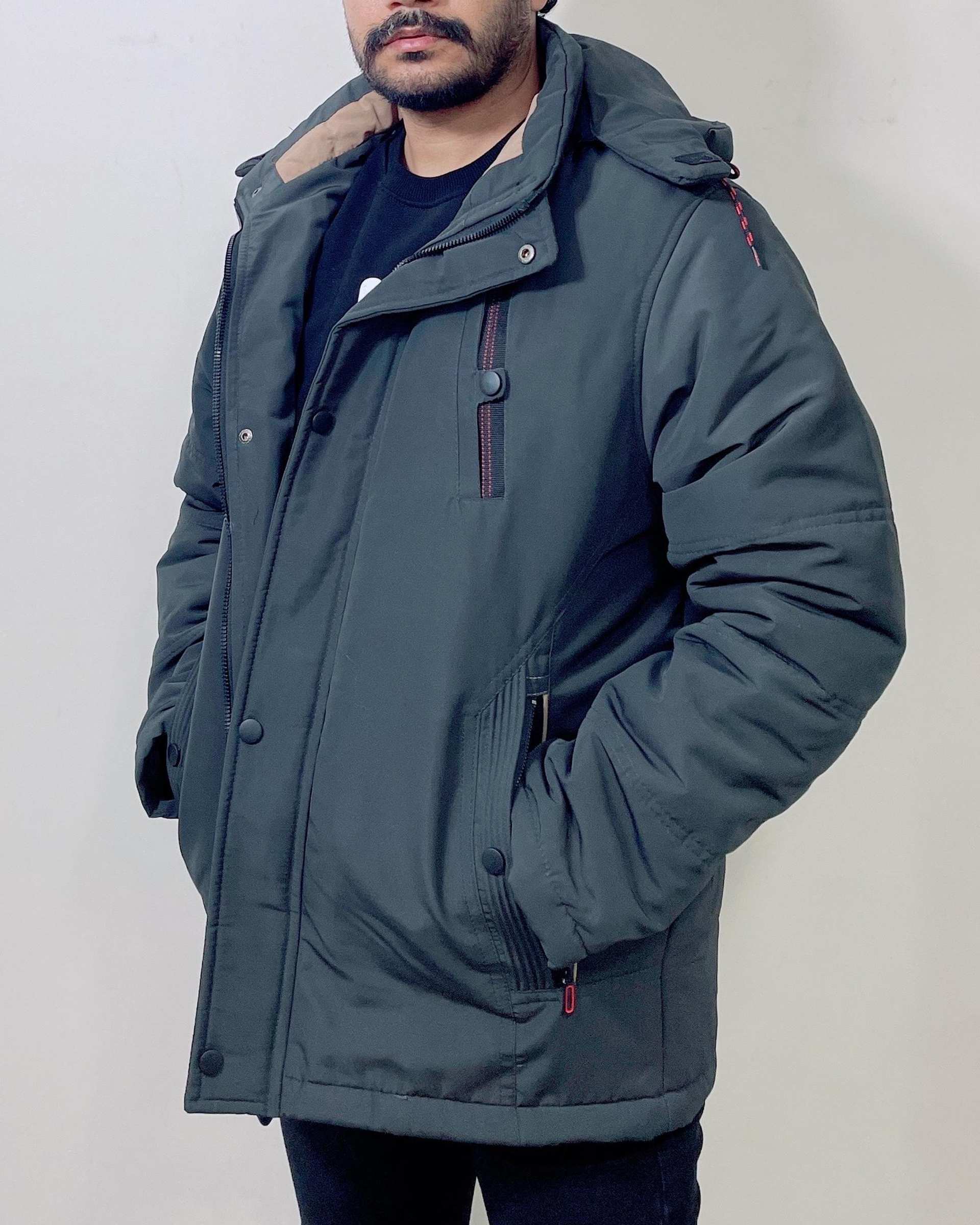 کاپشن مردانه کتان ضد آب سبز یشمی دیورسو Diverso کد 4836