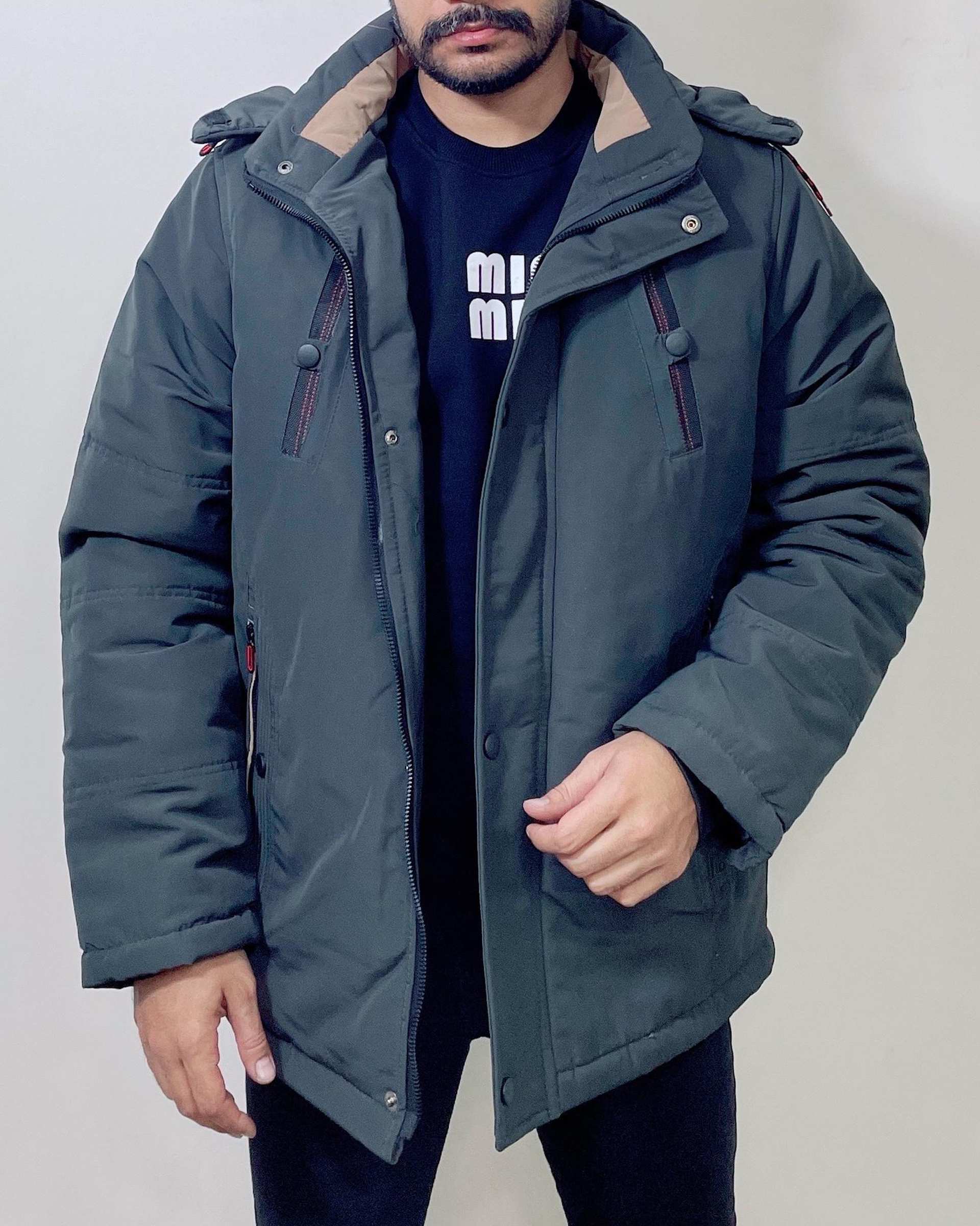 کاپشن مردانه کتان ضد آب سبز یشمی دیورسو Diverso کد 4836