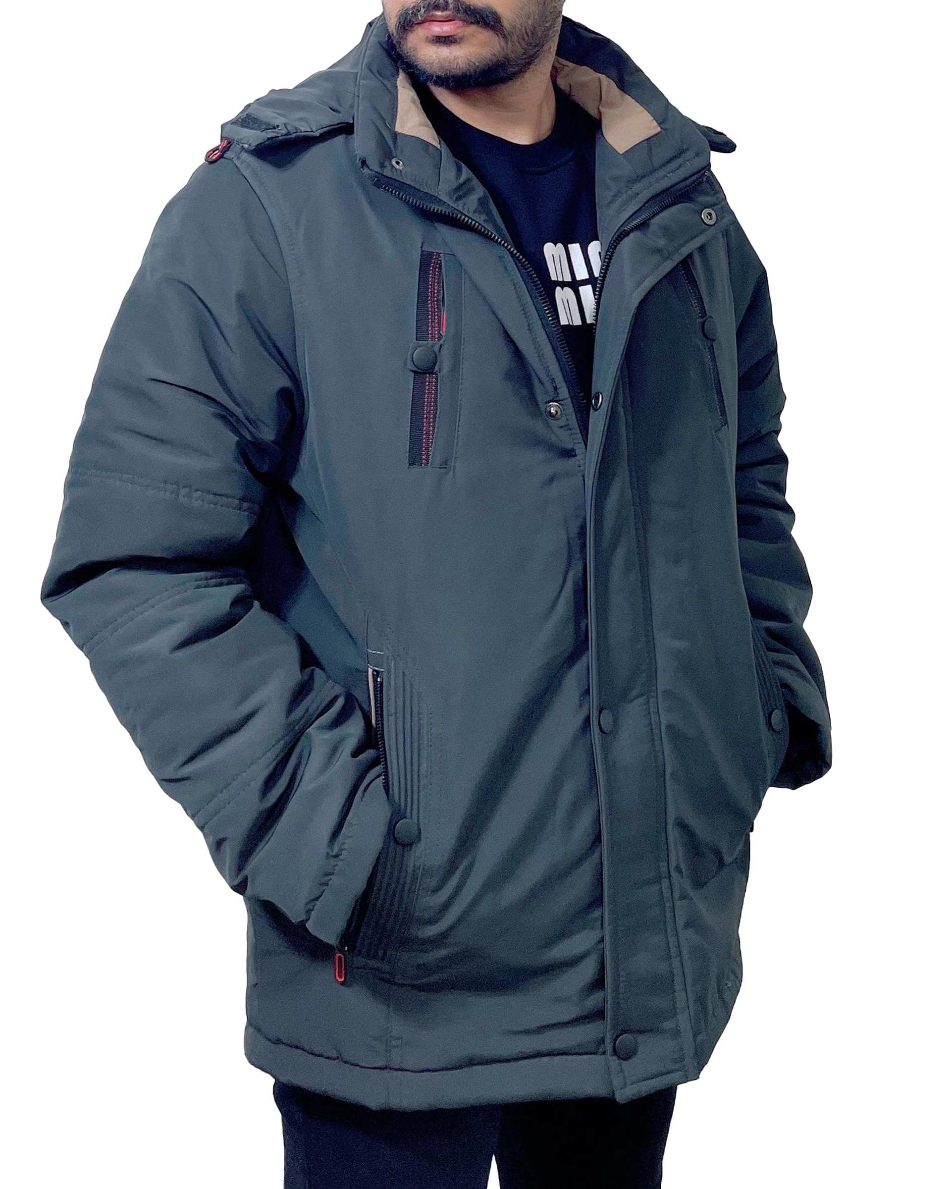 کاپشن مردانه کتان ضد آب سبز یشمی دیورسو Diverso کد 4836