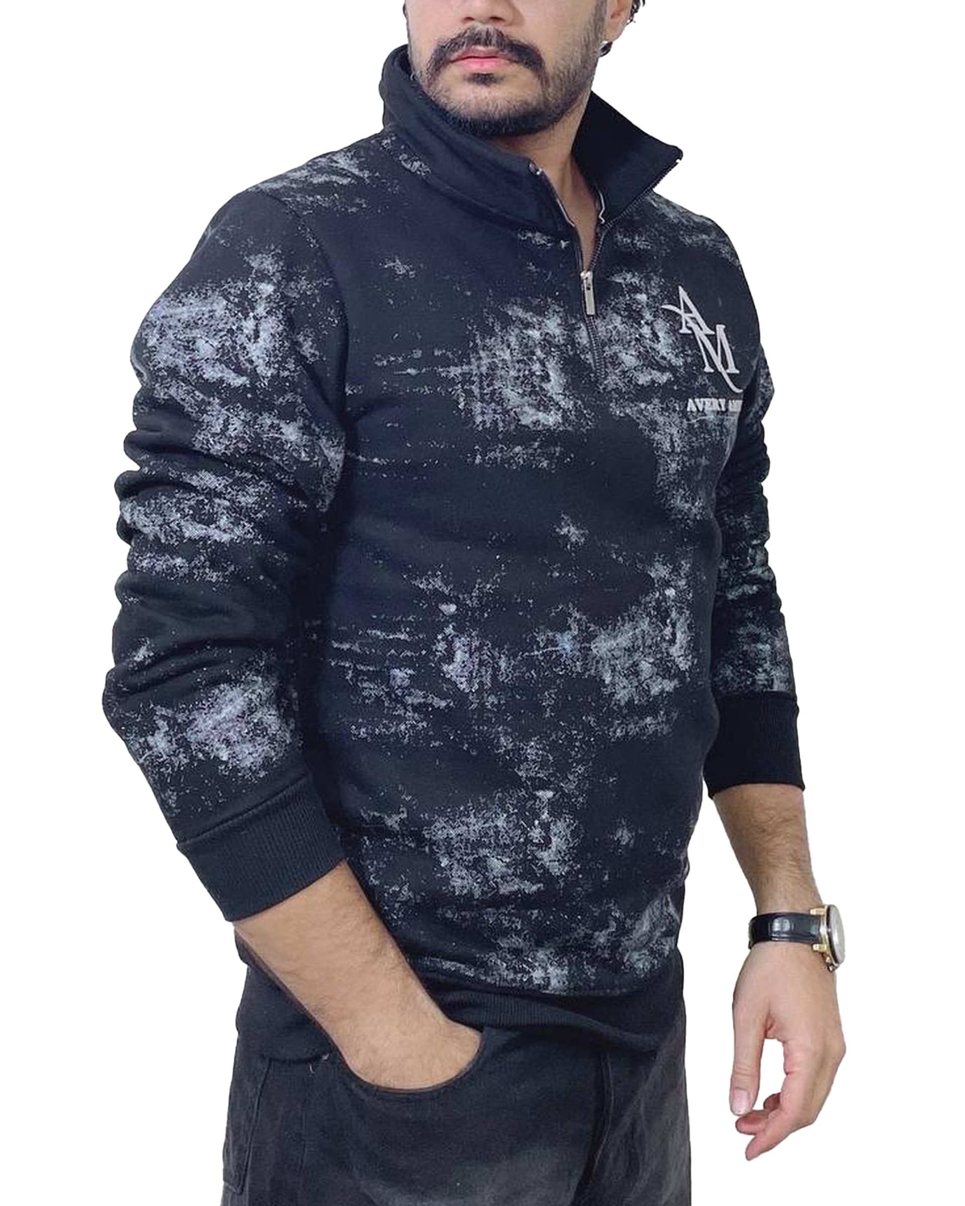 سویشرت مردانه نیم زیپ مشکی دیورسو Diverso کد 4837