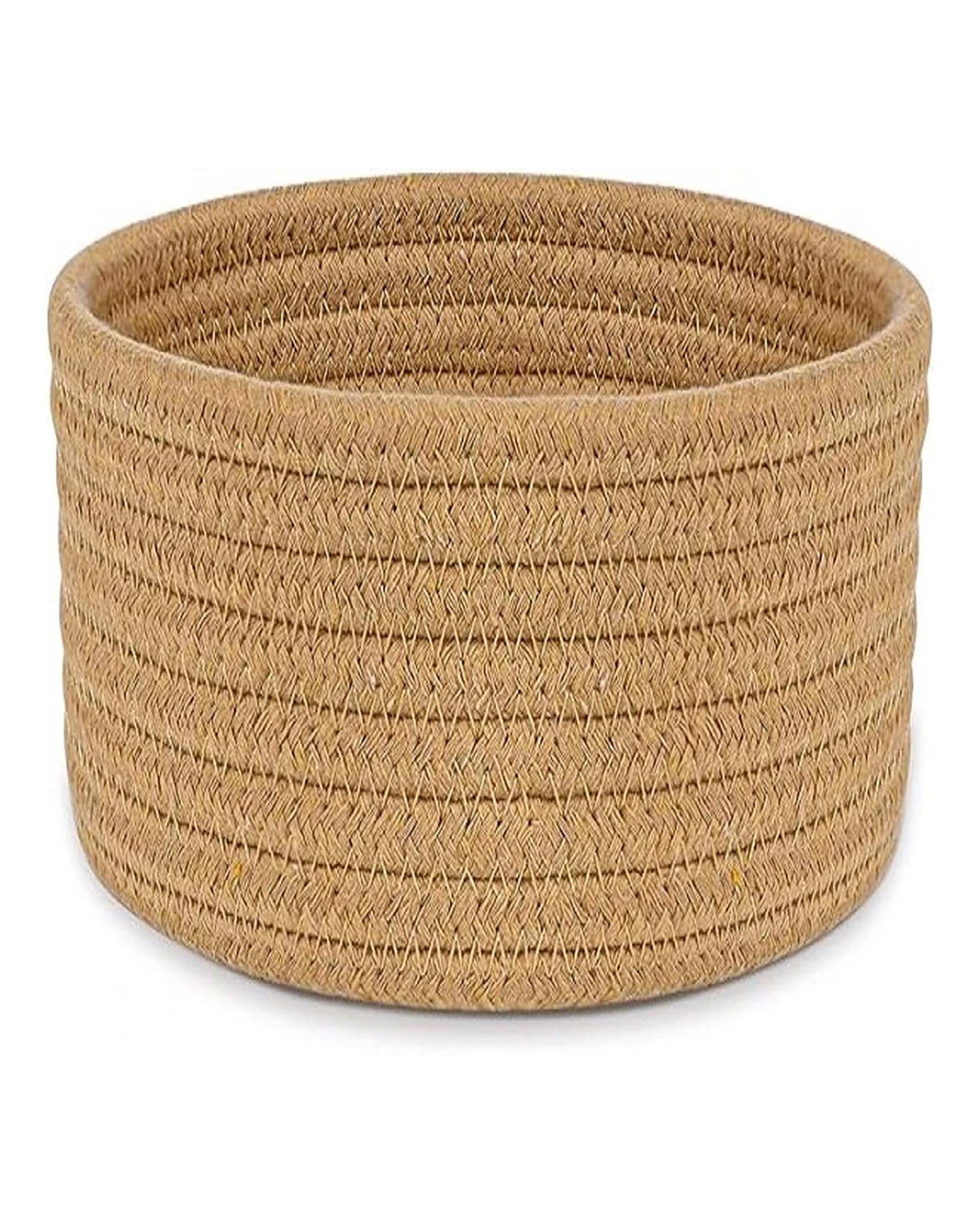 سبد کپو بافی کرم تیره مدل p12