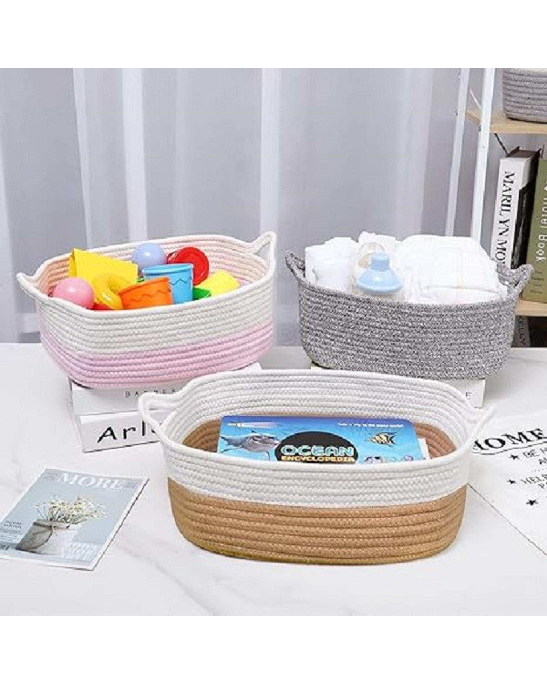 سبد کپو بافی طوسی سفید مدل fd