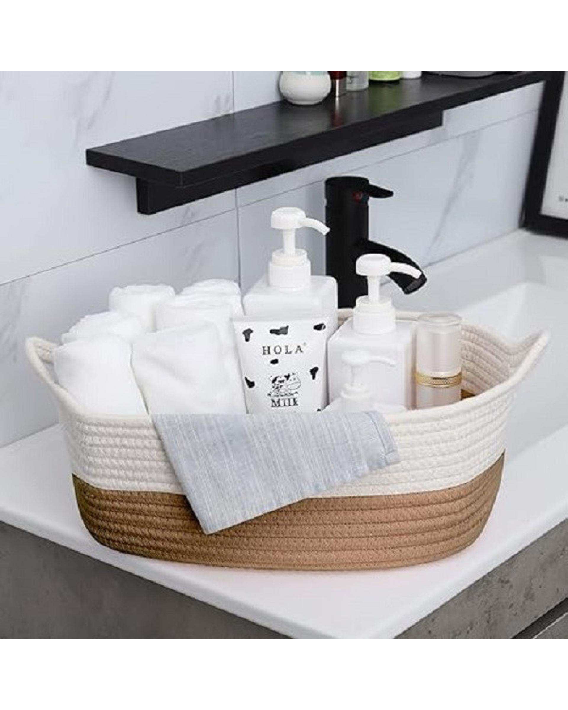 سبد کپو بافی طوسی سفید مدل fd