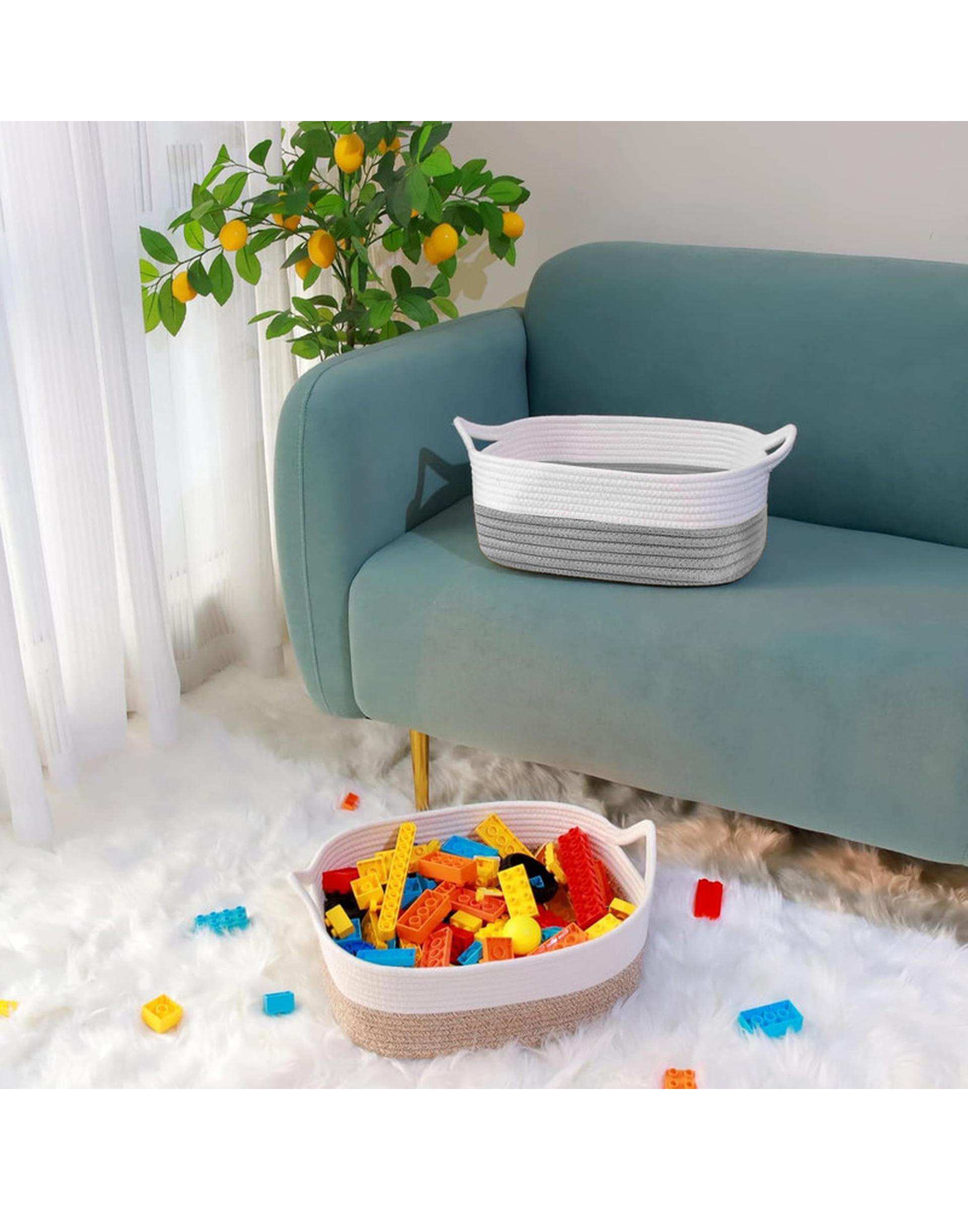 سبد کپو بافی طوسی سفید مدل fd