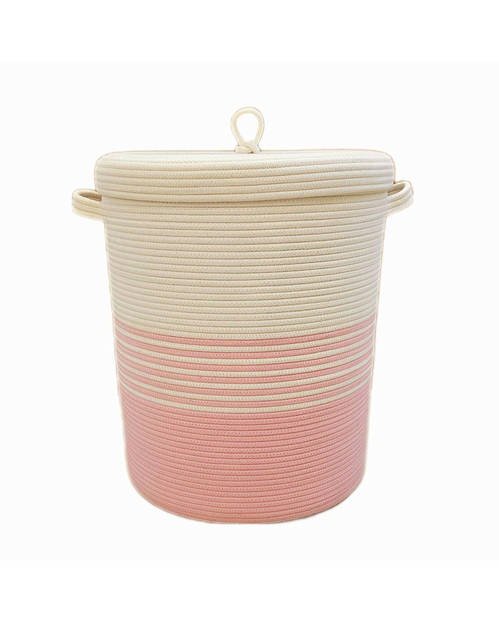 سبد لباس صورتی سفید مدل N2