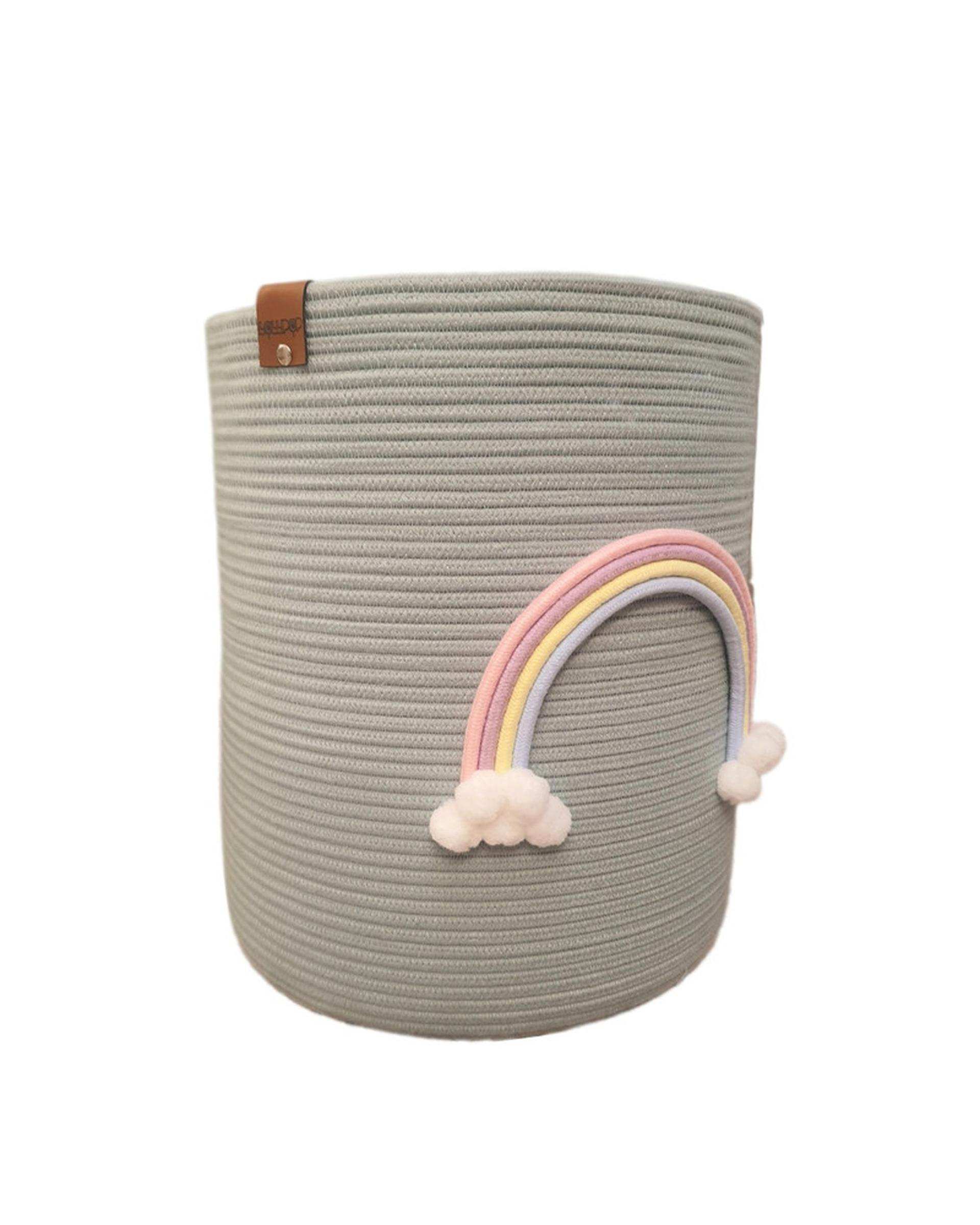 سبد اسباب بازی طوسی روشن مدل رنگین کمان