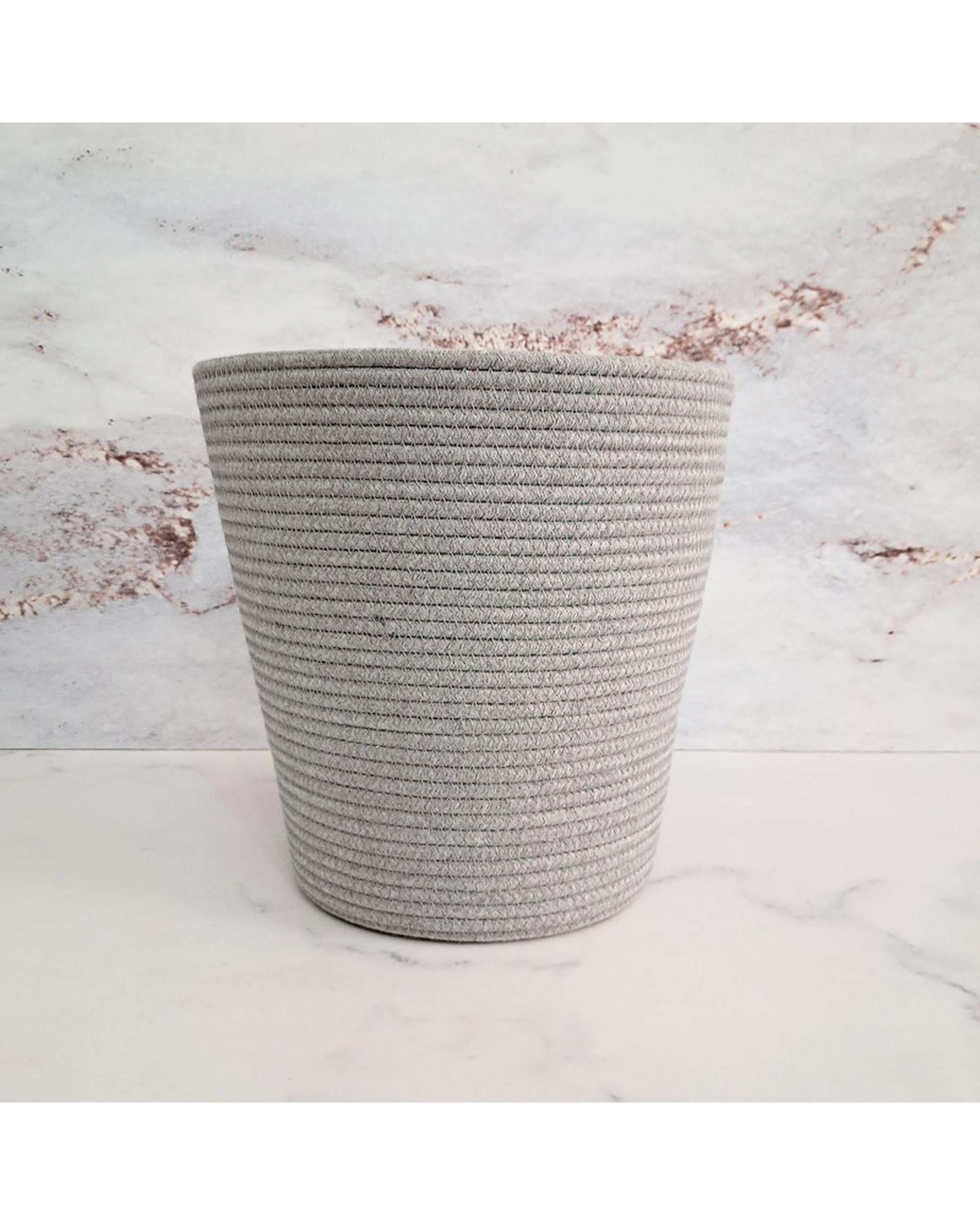 ست سطل و جای دستمال کاغذی طوسی روشن مدل قیطان کد N108