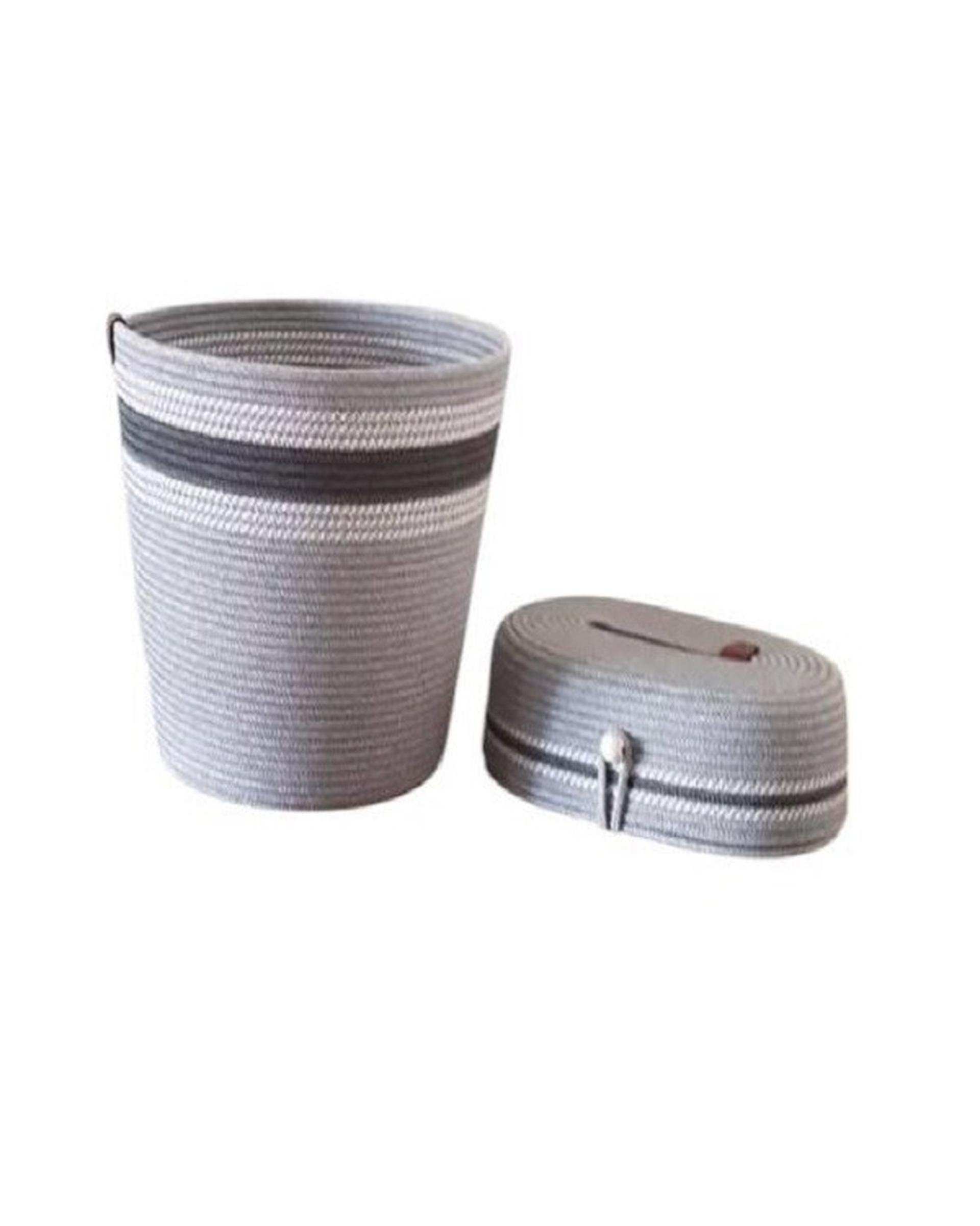 ست سطل و جای دستمال طوسی روشن مدل 002