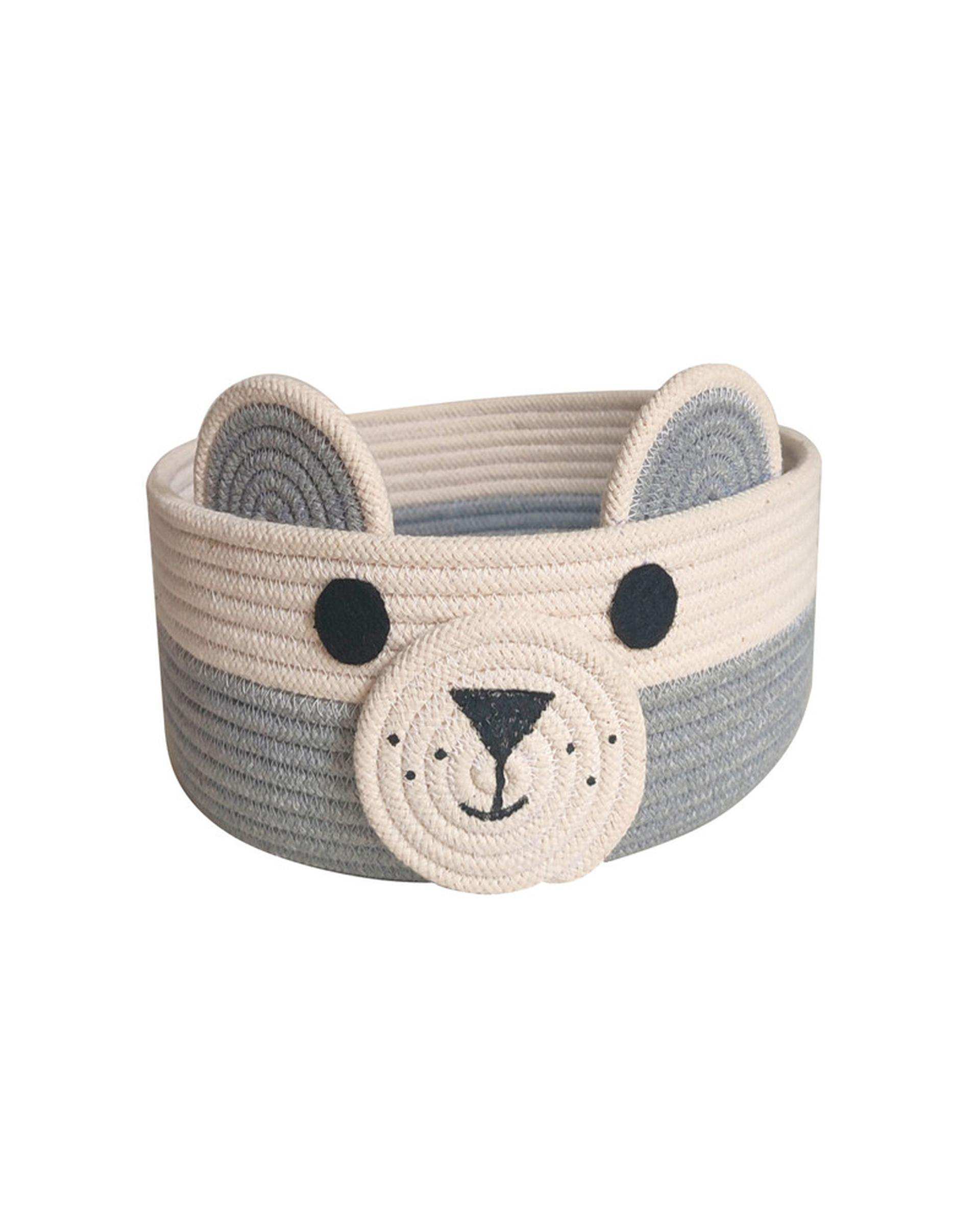 سبد اسباب بازی طوسی سفید مدل خرسی 01