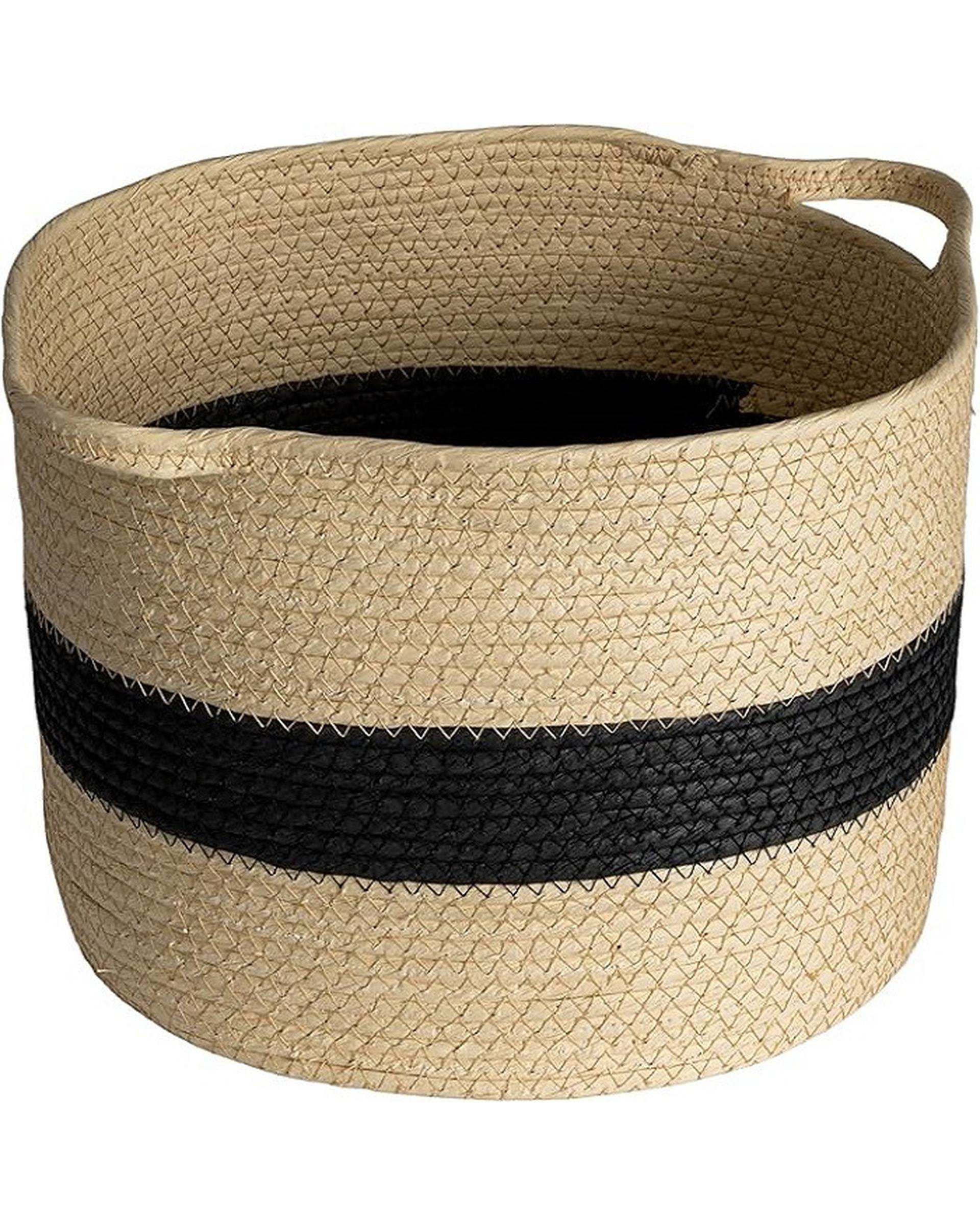 سطل زباله حصیر بافی کرم مشکی مدل gh