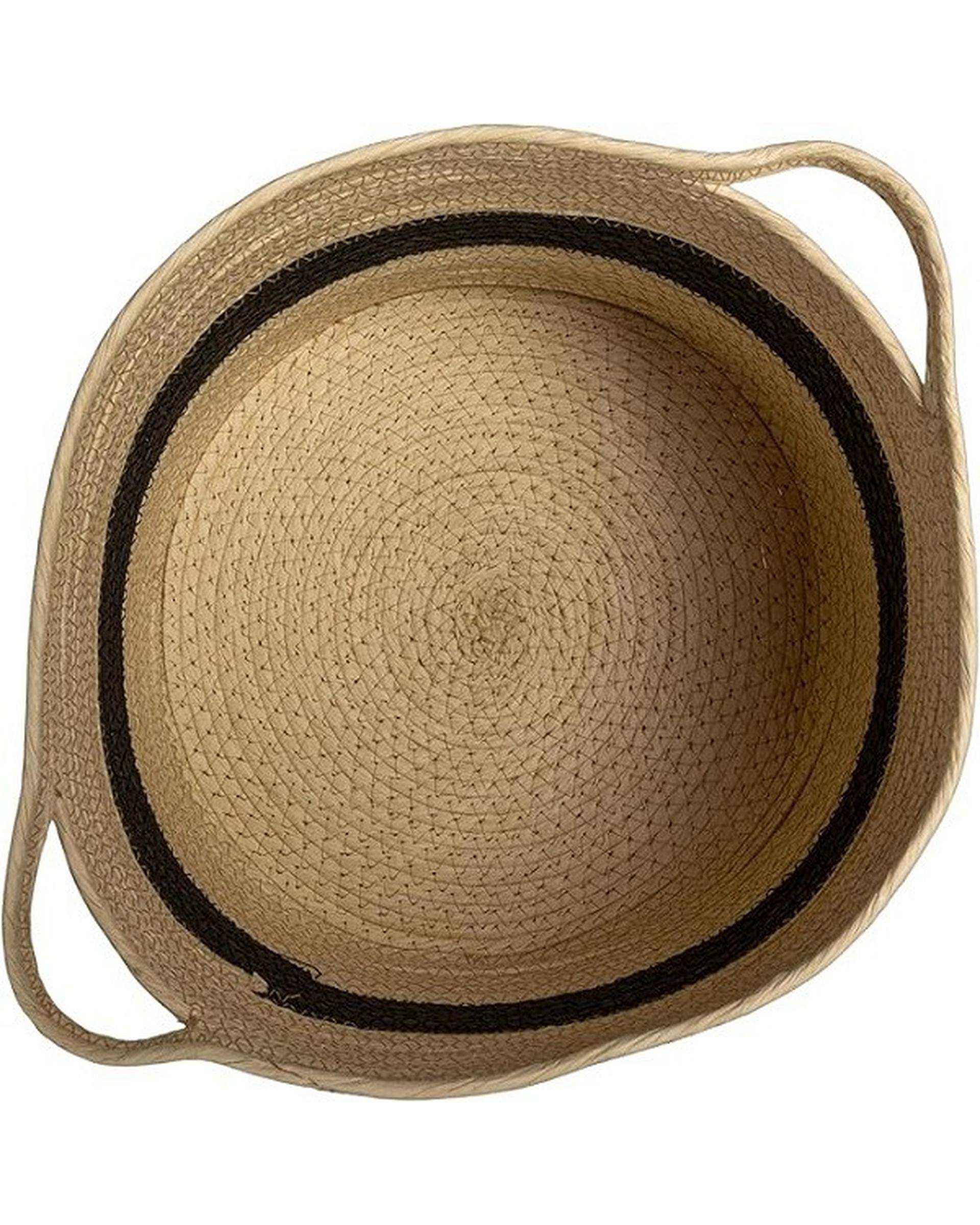 سطل زباله حصیر بافی کرم مشکی مدل gh